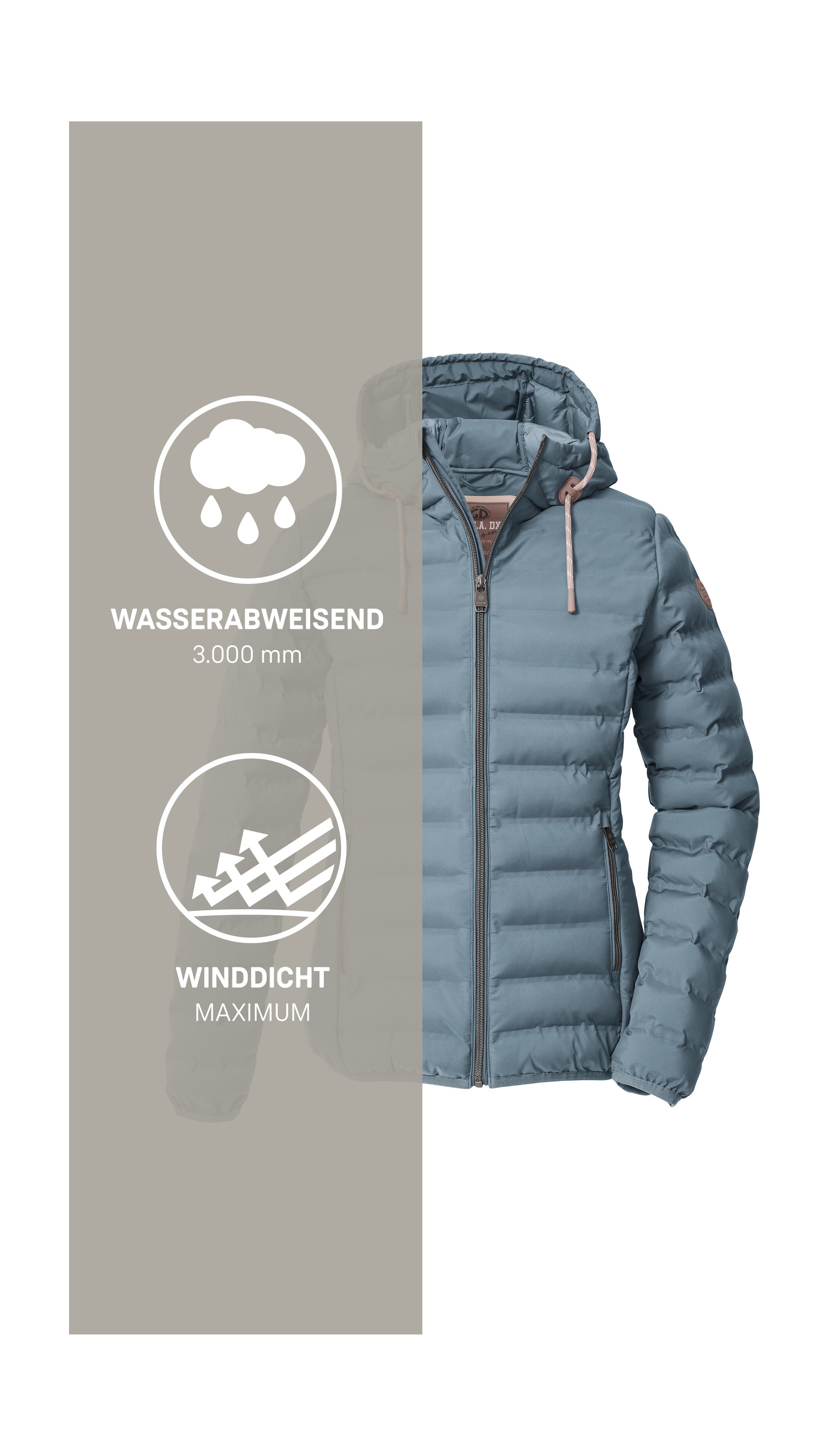 G.I.G.A. DX by killtec Steppjacke »Damen Steppjacke OOGW 1«, Leichte Steppjacke, wasserabweisend, weitenregulierbare Kapuze