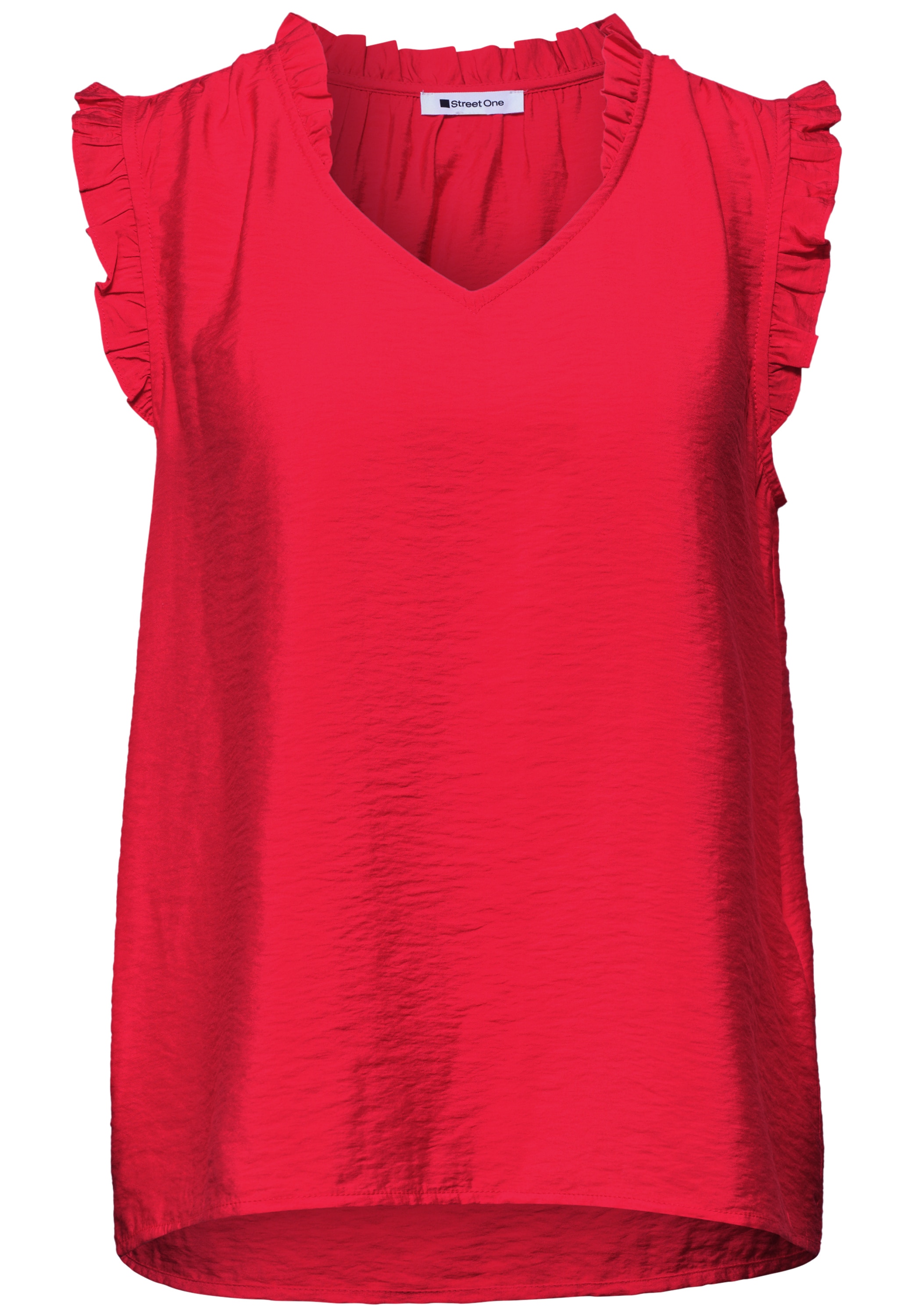 STREET ONE Rüschenbluse Sommertop mit V-Neck und Rüschen