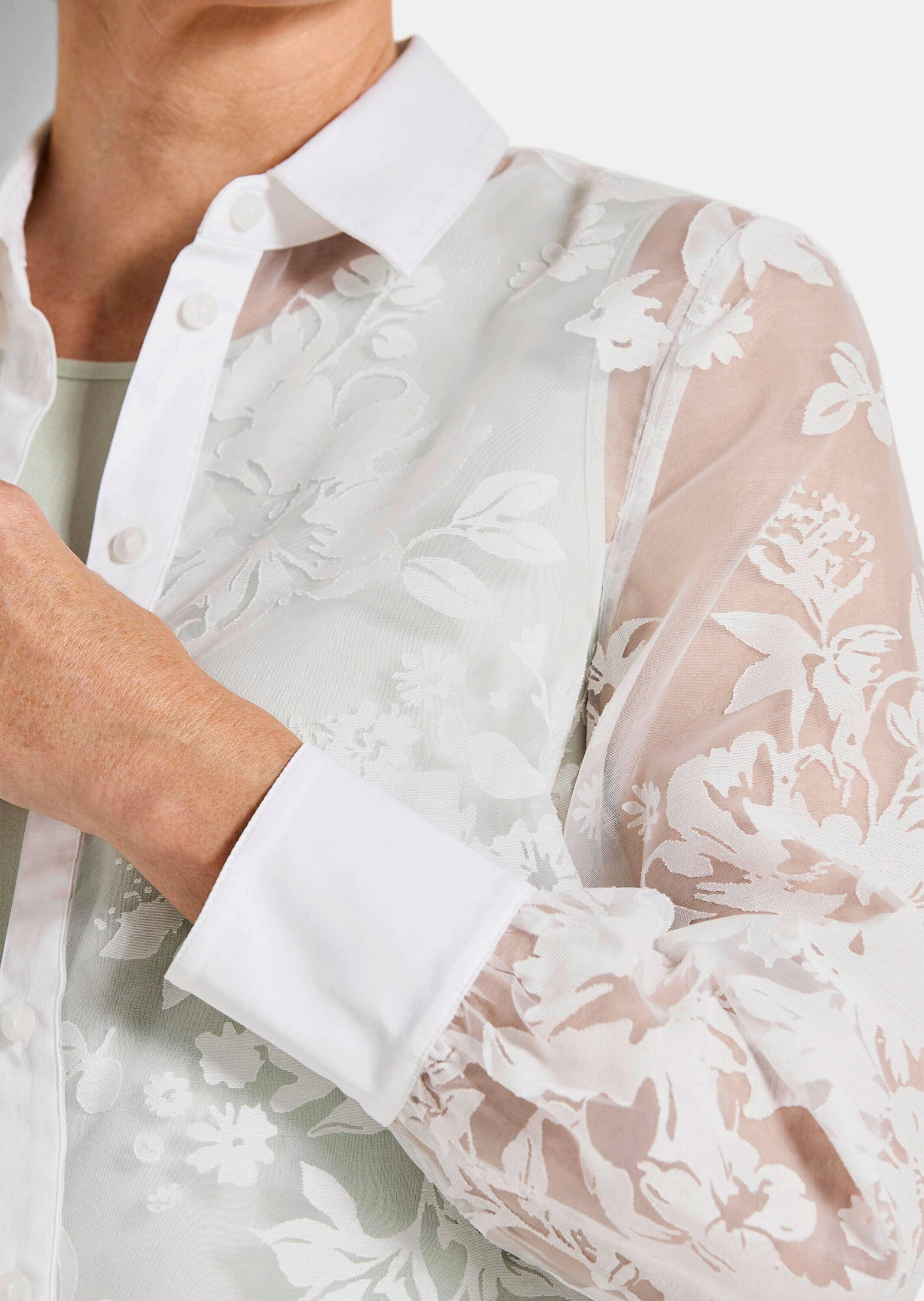 GOLDNER Hemdbluse »Kurzgröße Hemdbluse mit floralem Muster« florale Ausbrennerware