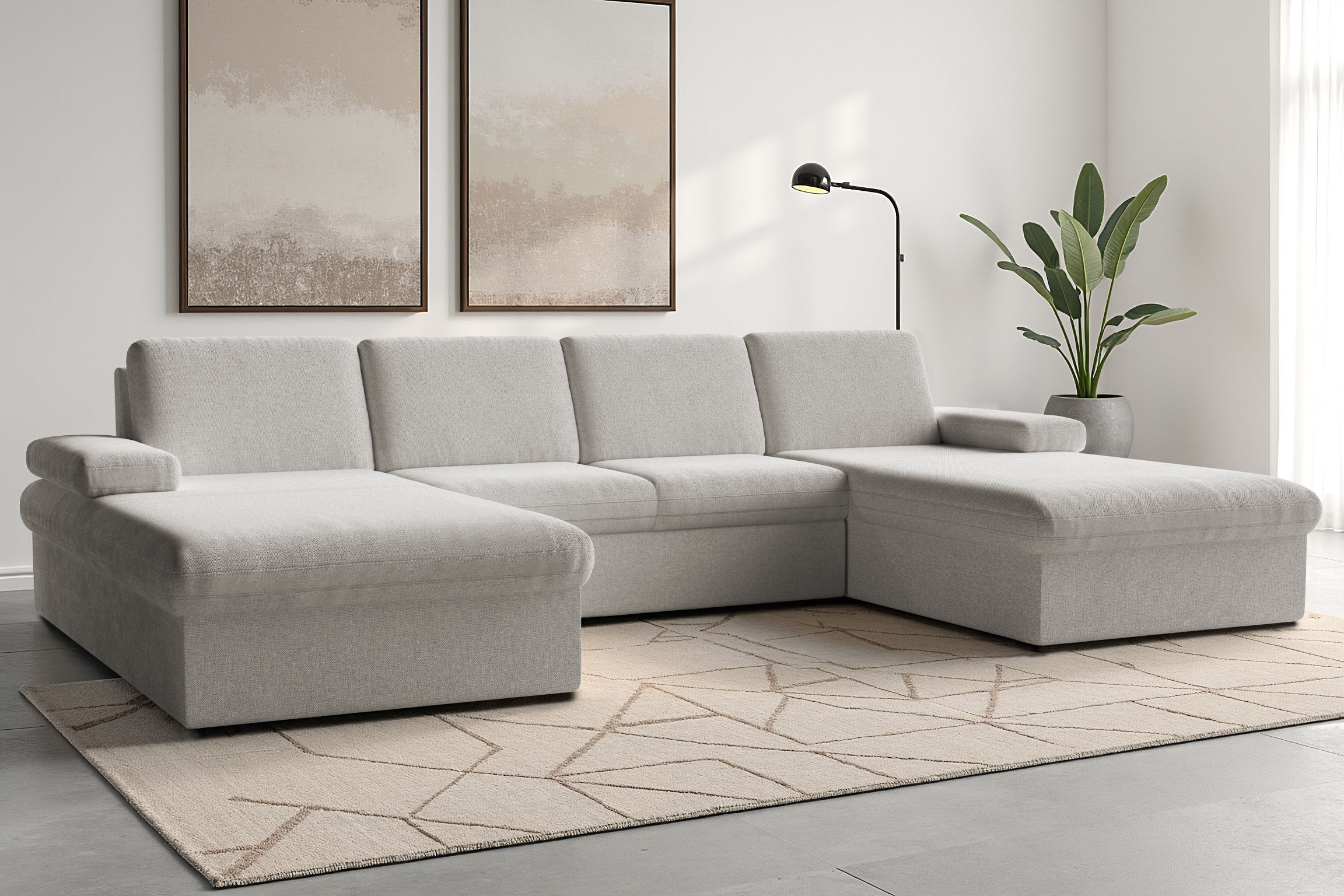 sit&more Wohnlandschaft »Moreno U-Form, B: 309 cm« mit Armteilverstellung, optional Bettfunktion