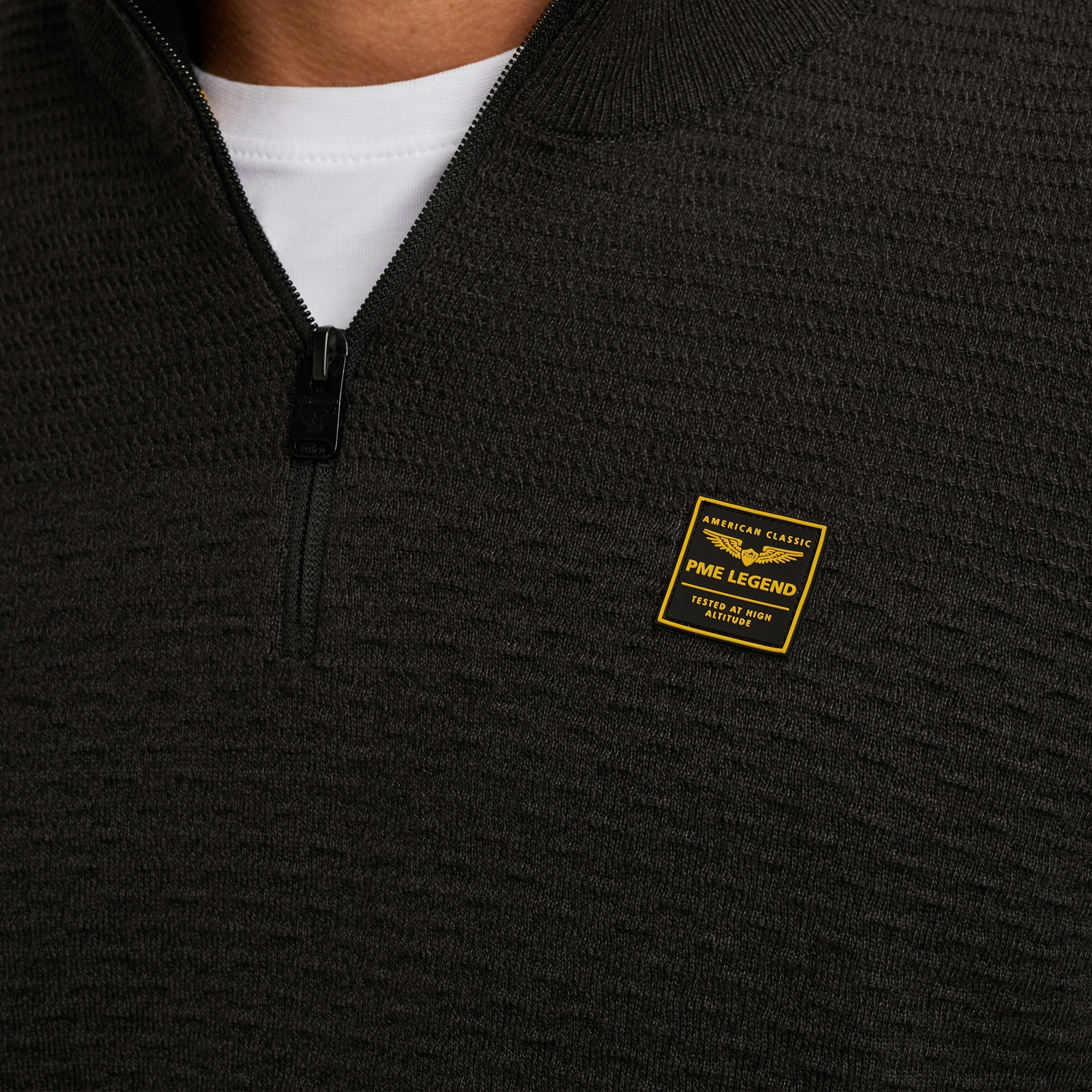 PME LEGEND Troyer mit Struktur-Muster und Logo-Badge