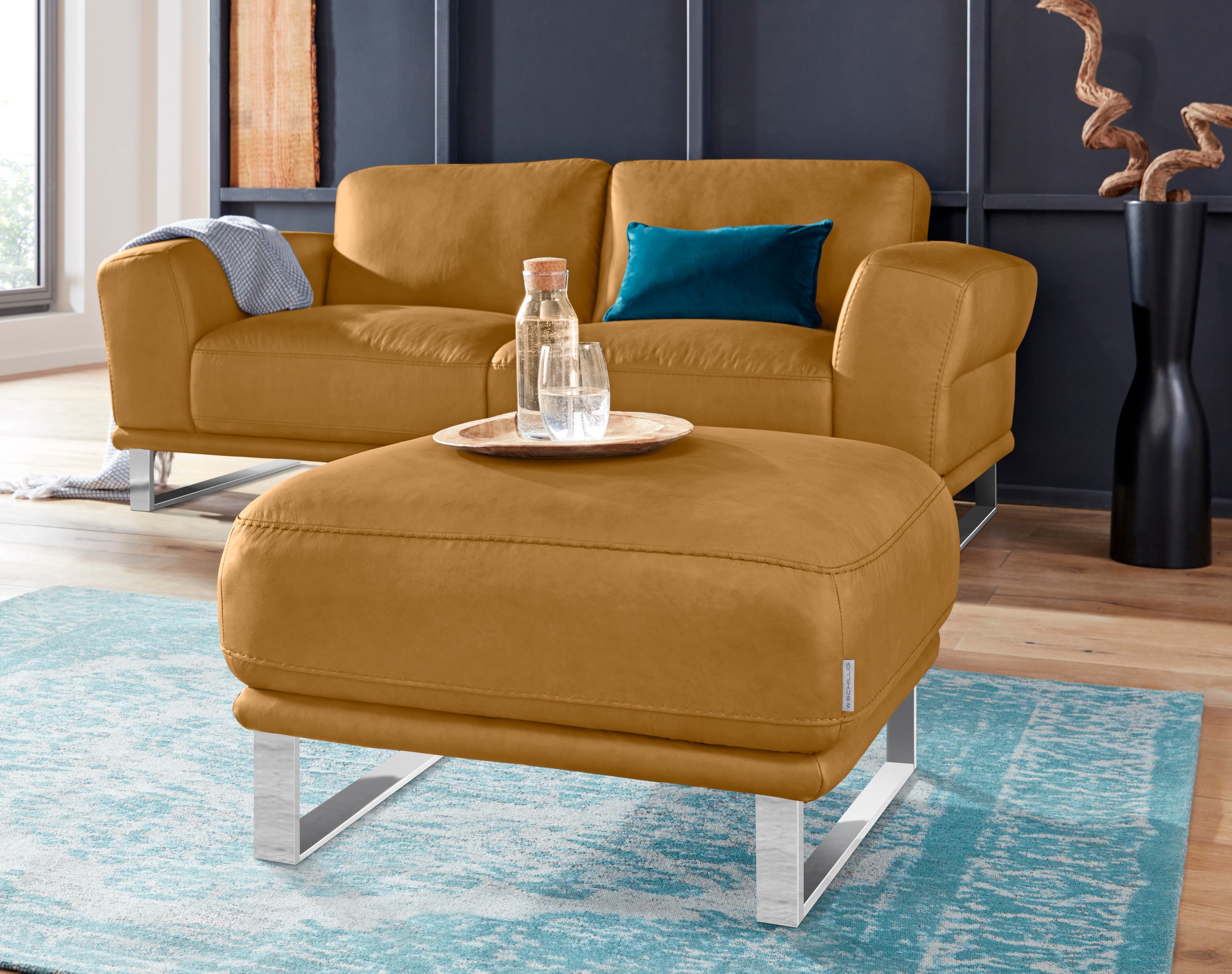 W.SCHILLIG Hocker »montanaa«, mit Metallkufen in Chrom glänzend, Breite 71 cm