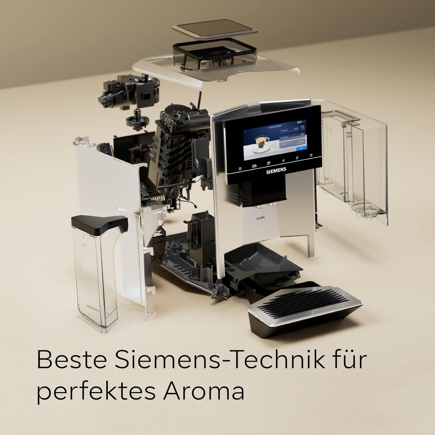 SIEMENS Kaffeevollautomat »EQ900 TQ907D03, intuitives 6,8" TFT-Display, 2 Bohnenbehälter« Barista-Modus, App, Geräuschreduzierung, 10 Profile, edelstahl