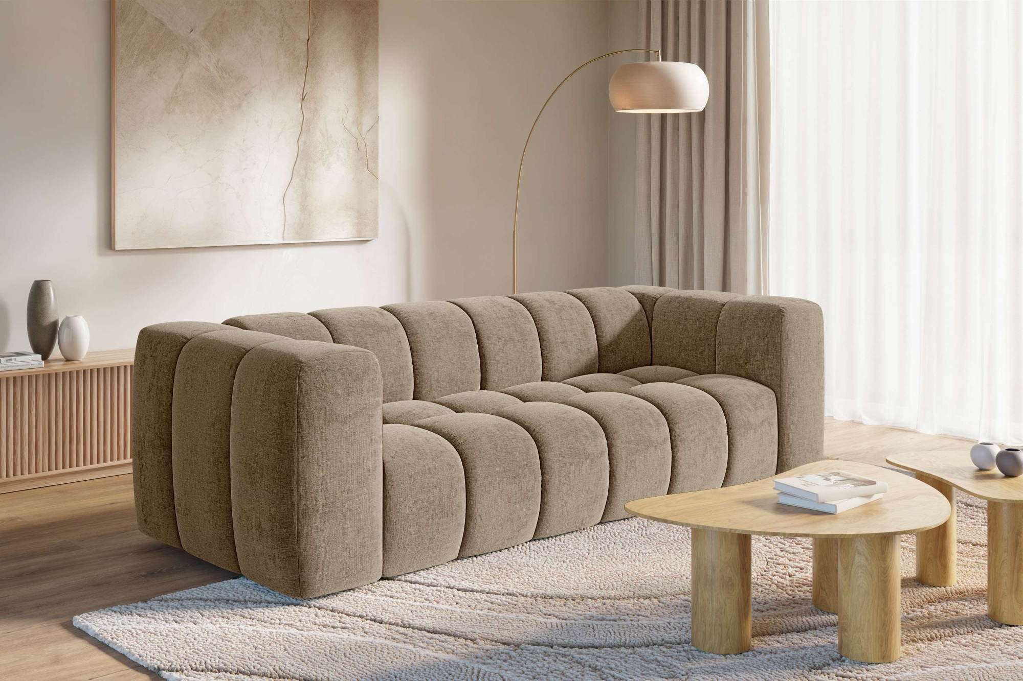 homsy by Ana Johnson Big-Sofa »BOUBELLE Design-Sofa mit Steppung, Bubble-Optik, Breite 246 cm« 4-Sitzer mit Wellenunterfederung, gemütlich und modern, Sitzkomfort