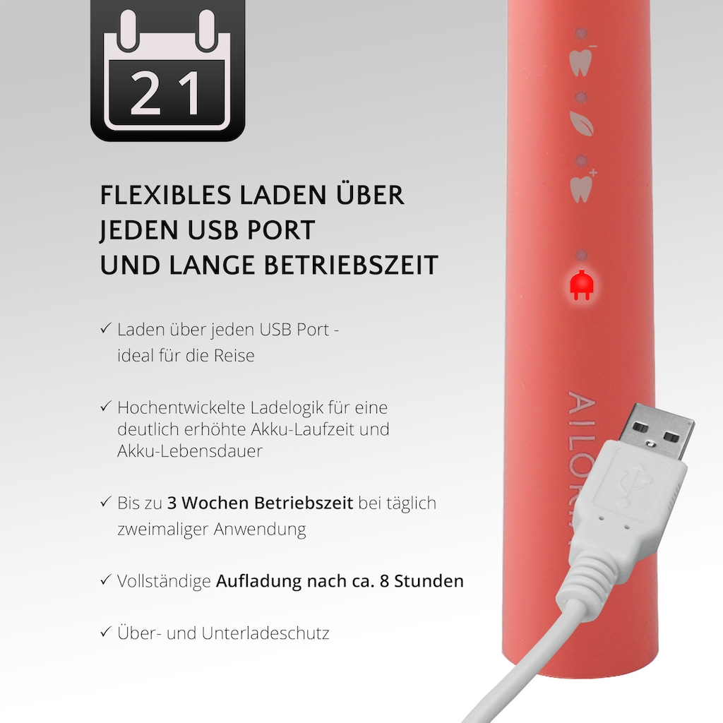 AILORIA Schallzahnbürste »USB-Schallzahnbürste PRO SMILE«