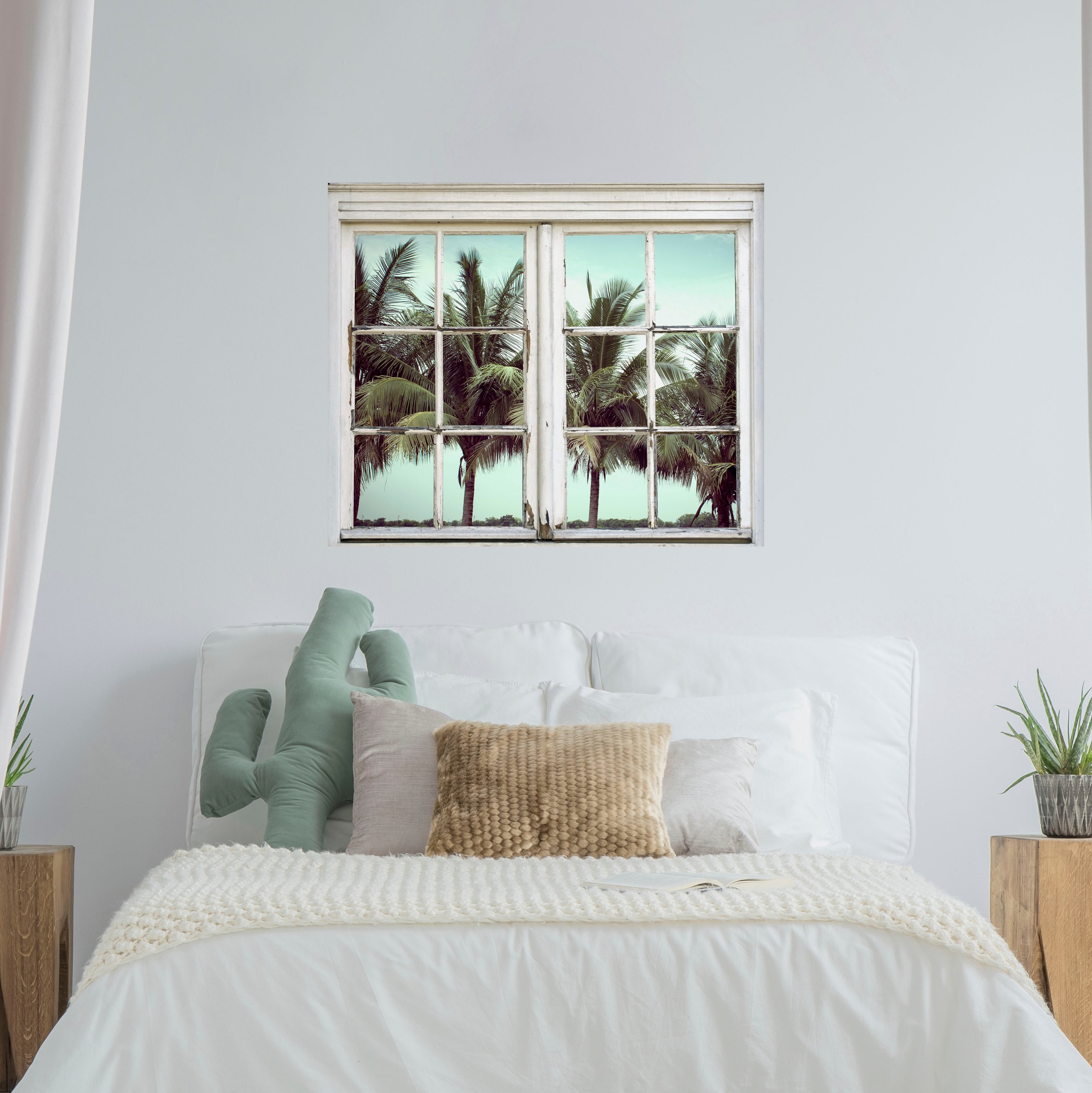 queence Wandsticker »Palmen«, Wandsticker, Wandbild, selbstklebend, 3D, Fenster