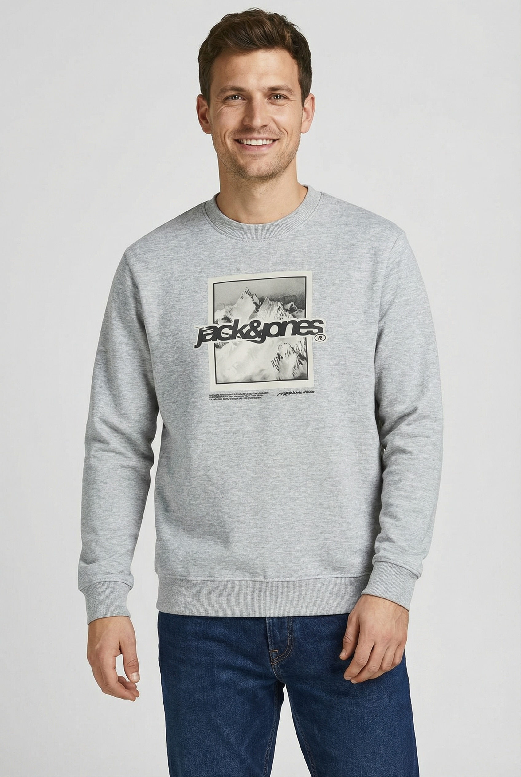 Jack & Jones Kapuzensweatshirt »JCOFLARE FRONT PRINT SWEAT CREW NECK«
