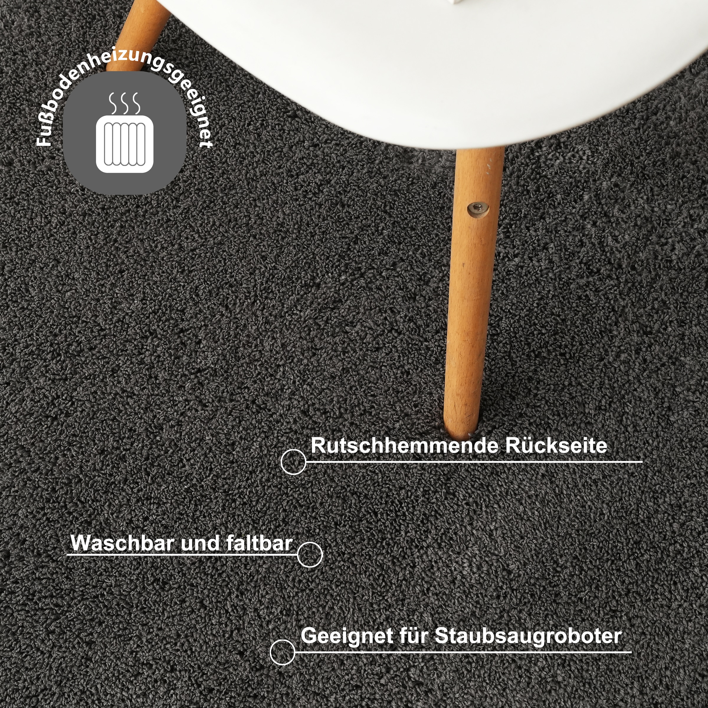 OTTO home Teppich »Cali Shaggy« rechteckig 22 mm Höhe Uni-Farben, kuschelig, & weich, waschbar, Wohnzimmer, Schlafzimmer