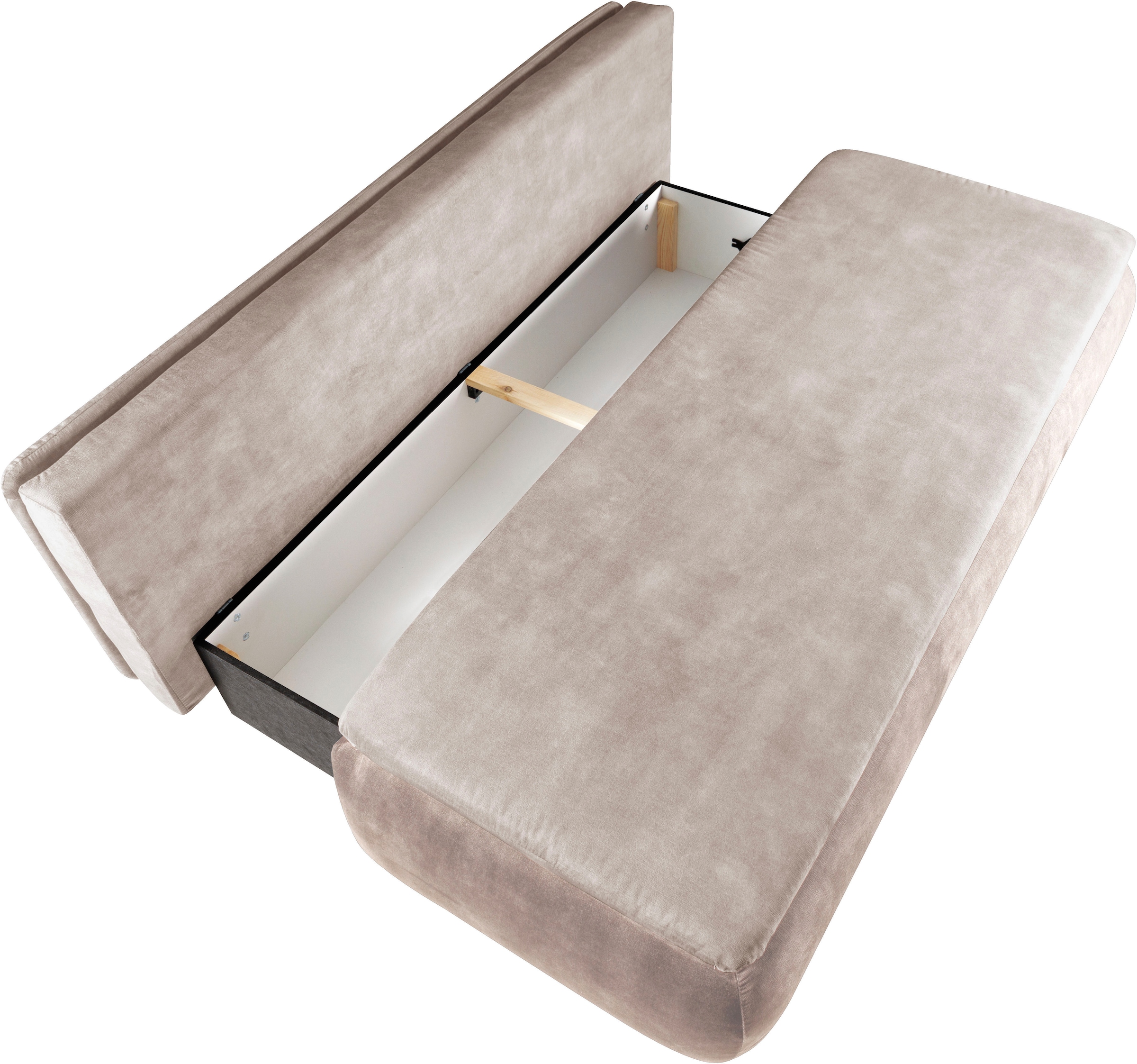 WERK2 Schlafsofa »Tekla 206 cm breit LED modern, Wellenunterfederung« Veloursstoff, Schlaffunktion, Bettkasten, LED-Beleuchtung