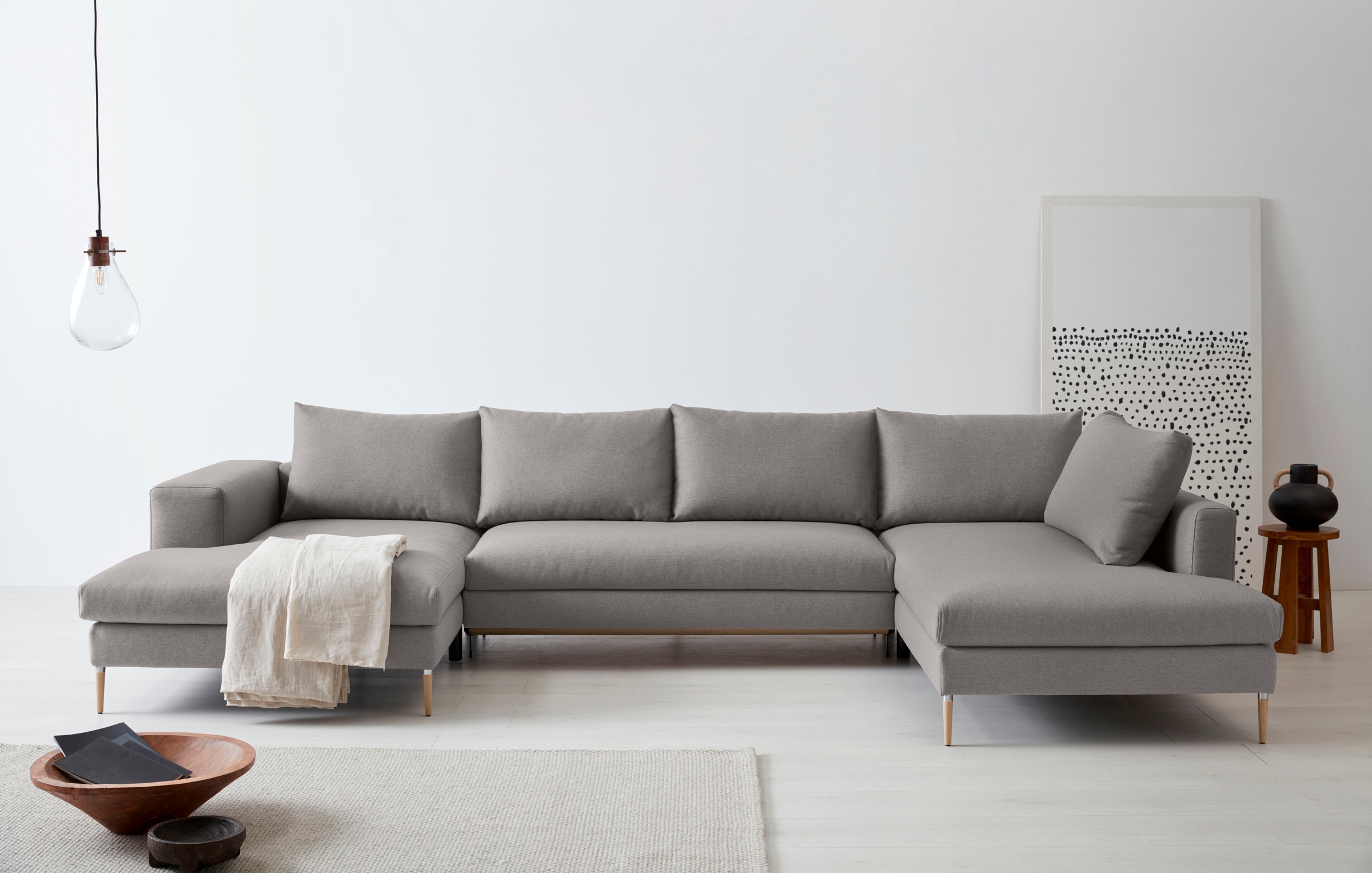 OTTO products Wohnlandschaft »Finnja, viel Platz, wahlweise Bettfunktion und Bettkasten, U-Form«