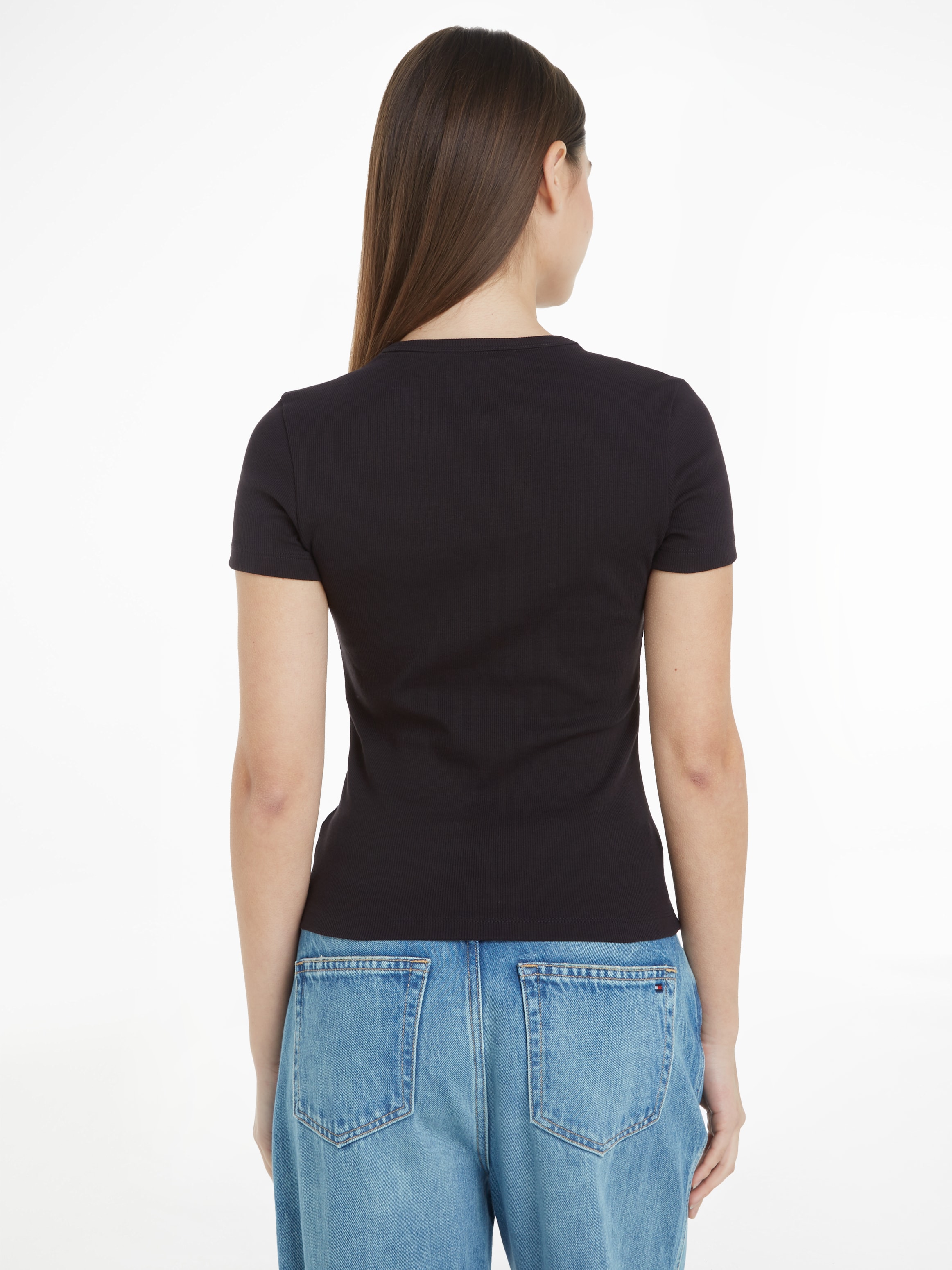 Tommy Jeans T-Shirt »TJW SLIM BADGE RIB TEE«, in Rippoptik