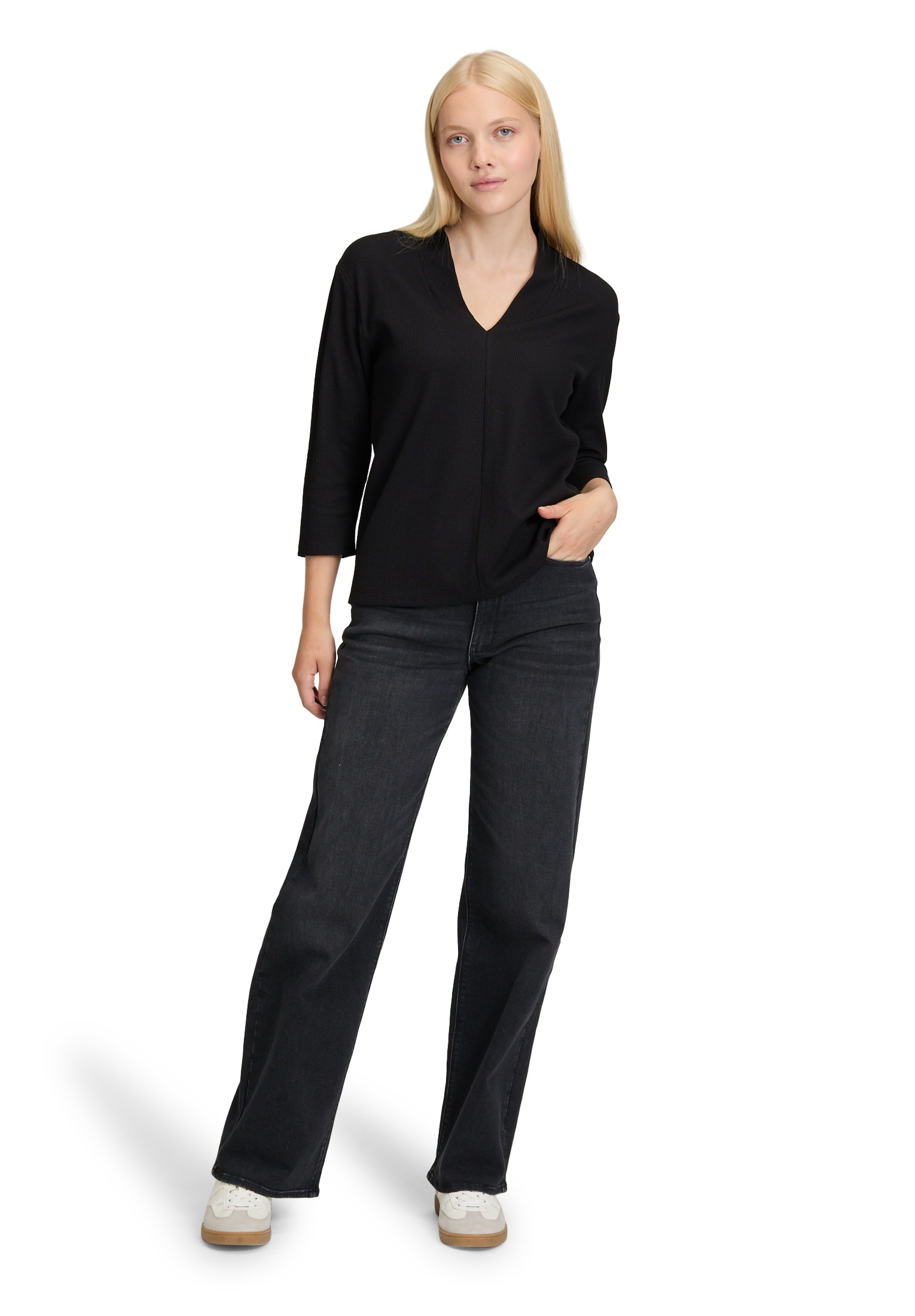 Betty&Co Langarmshirt »Casual-Shirt mit V-Ausschnitt«