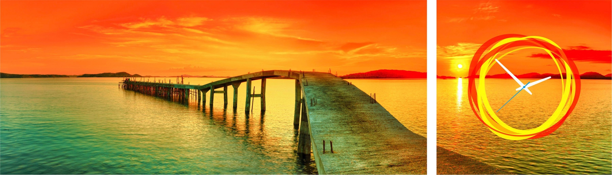 Conni Oberkircher´s Bild »Sunset Paradise«, Boote & Schiffe, (Set), mit dekorativer Uhr