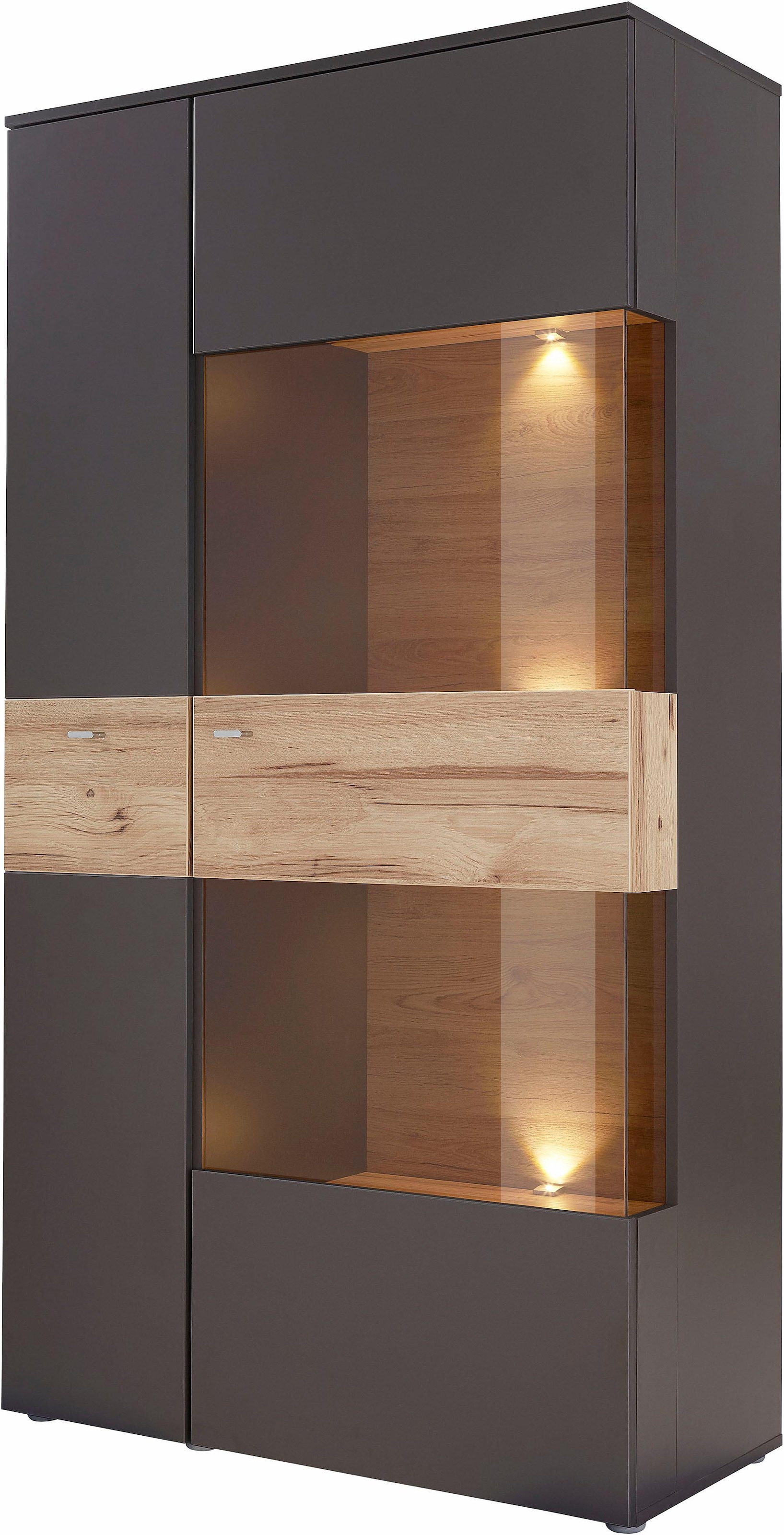 FORTE Vitrine »Como«, Highboard, LED Beleuchtung Einlegeböden, Glastüre, Soft Close