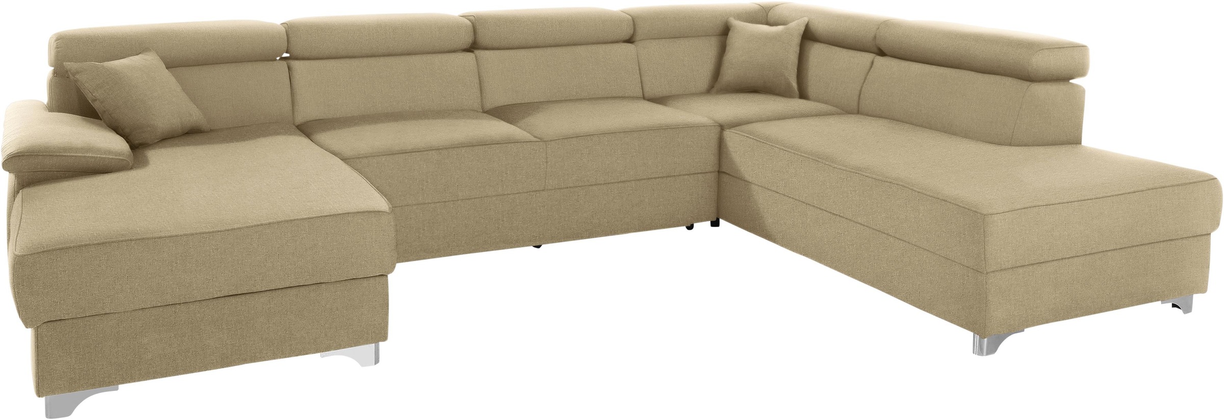 DOMO collection Wohnlandschaft »Mira, inklusive Kopfteilverstellung für mehr Wohlfühlkomfort, U-Form« wahlweise mit Bettfunktion und Bettkasten, elegant und modern