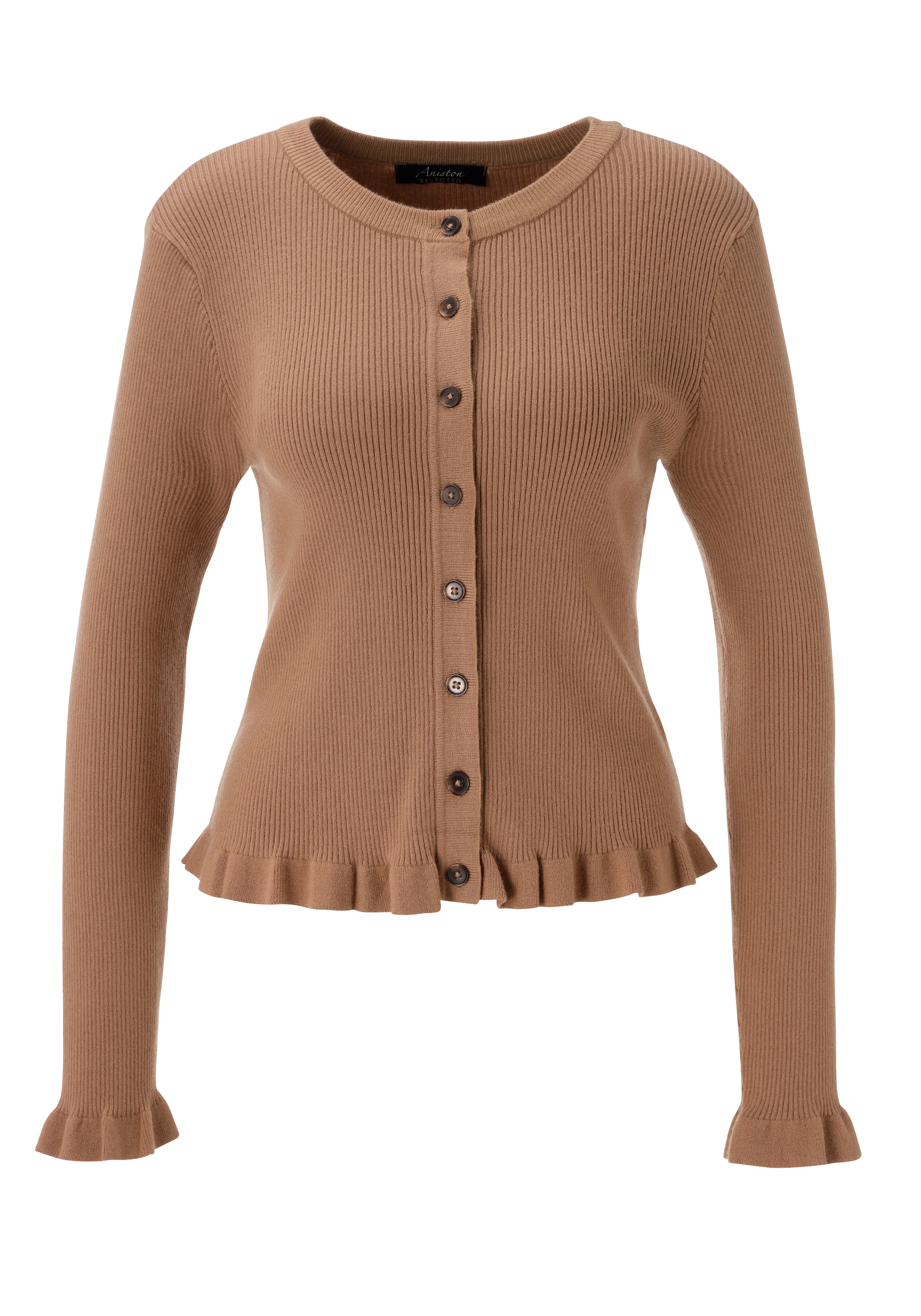 Aniston SELECTED Strickjacke Rüschen-Applikationen an den Ärmeln und am Saum - NEUE KOLLEKTION
