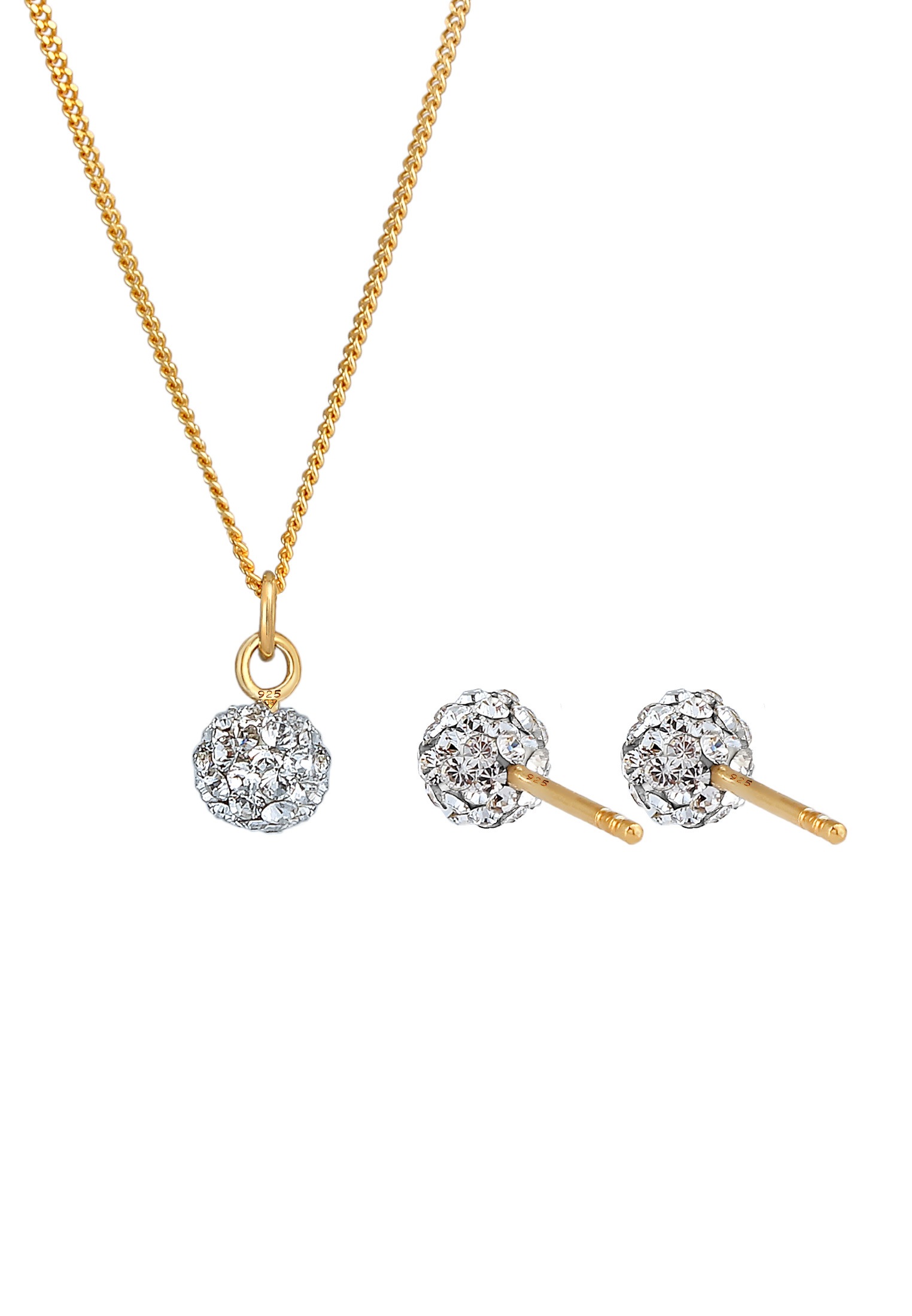 Elli Ohrring und Ketten Set »Schmuckset Kugel Elegant 925 Silber, mit Kristallen von Swarovski®«