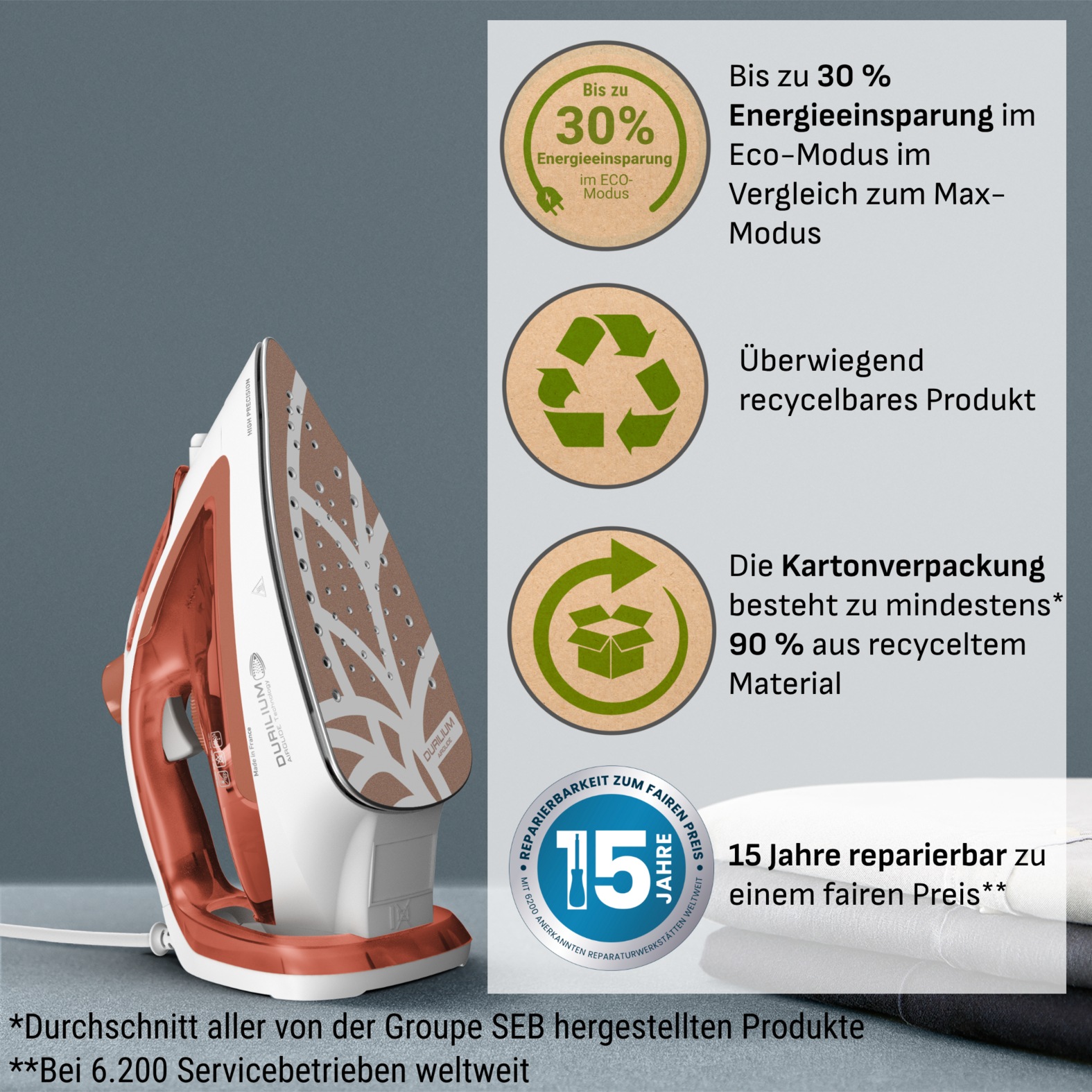 Tefal Dampfbügeleisen »Tefal FV5782 Easygliss Eco Dampfbügeleisen« 2800 W
