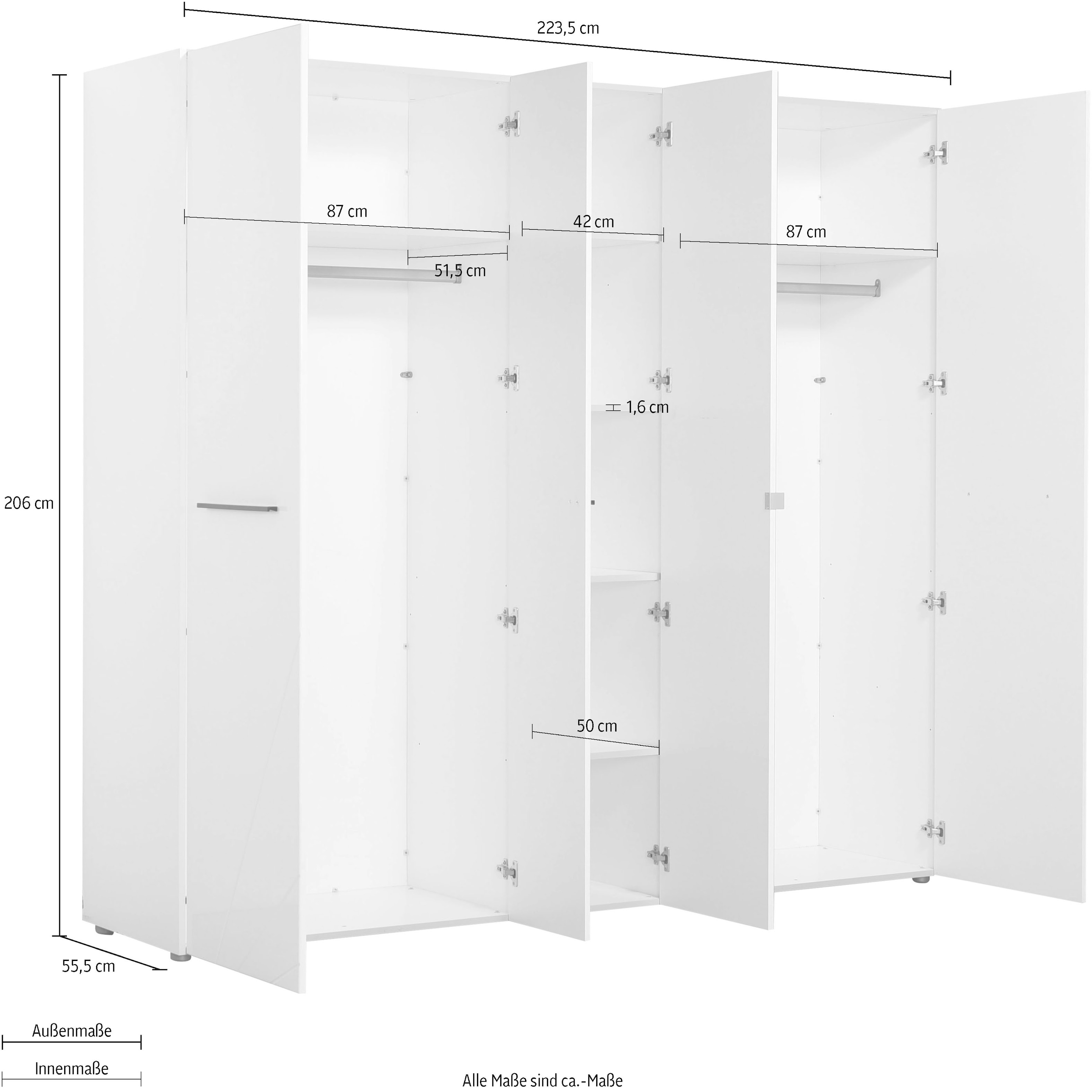 INOSIGN Kleiderschrank »Ksanti«, hochglänzende Front, mit Spiegel