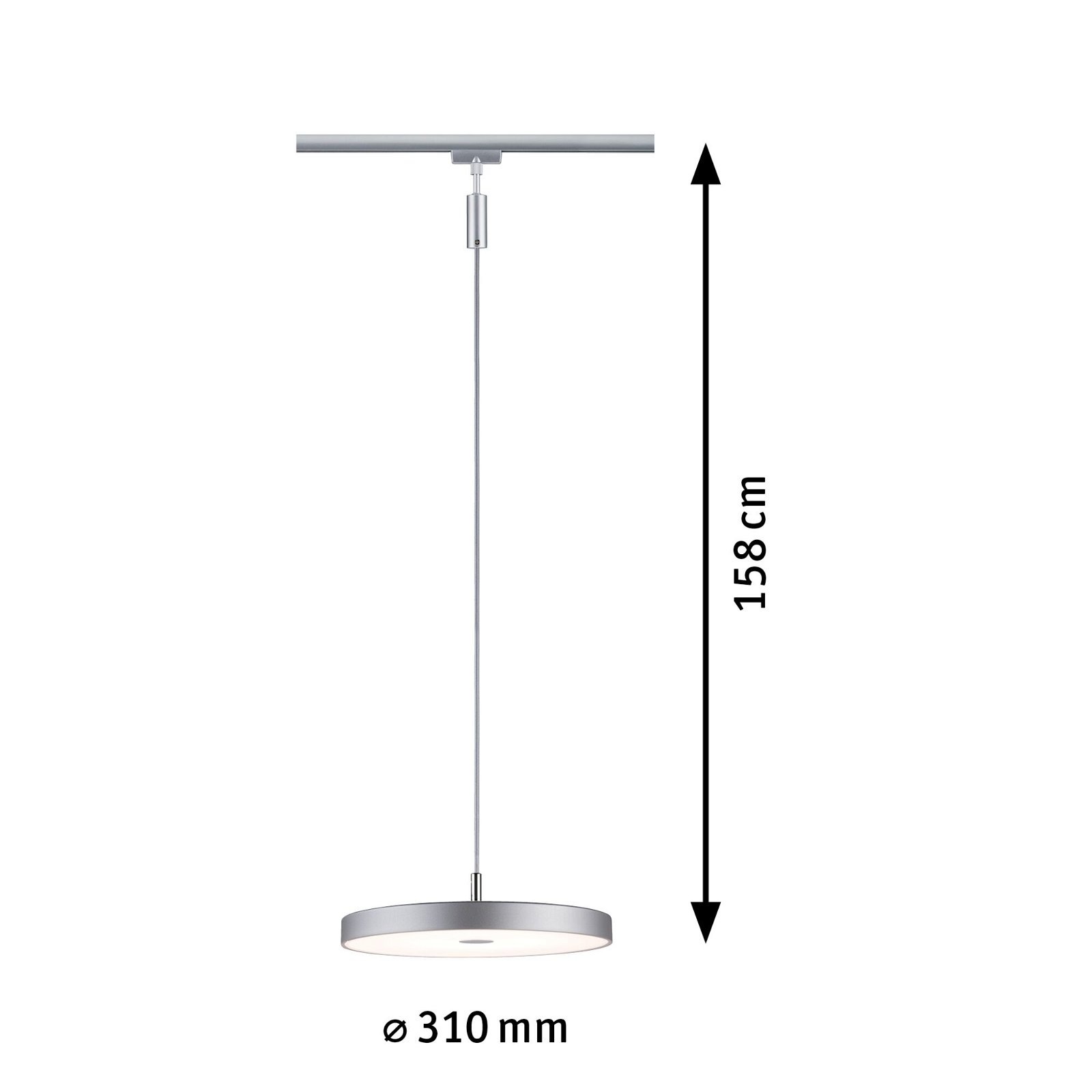 Paulmann Schienensystem-Leuchten »URail Pendel Hildor 850lm 15W 3000K 230V Chrom matt«, 3-Step-Dimmbar