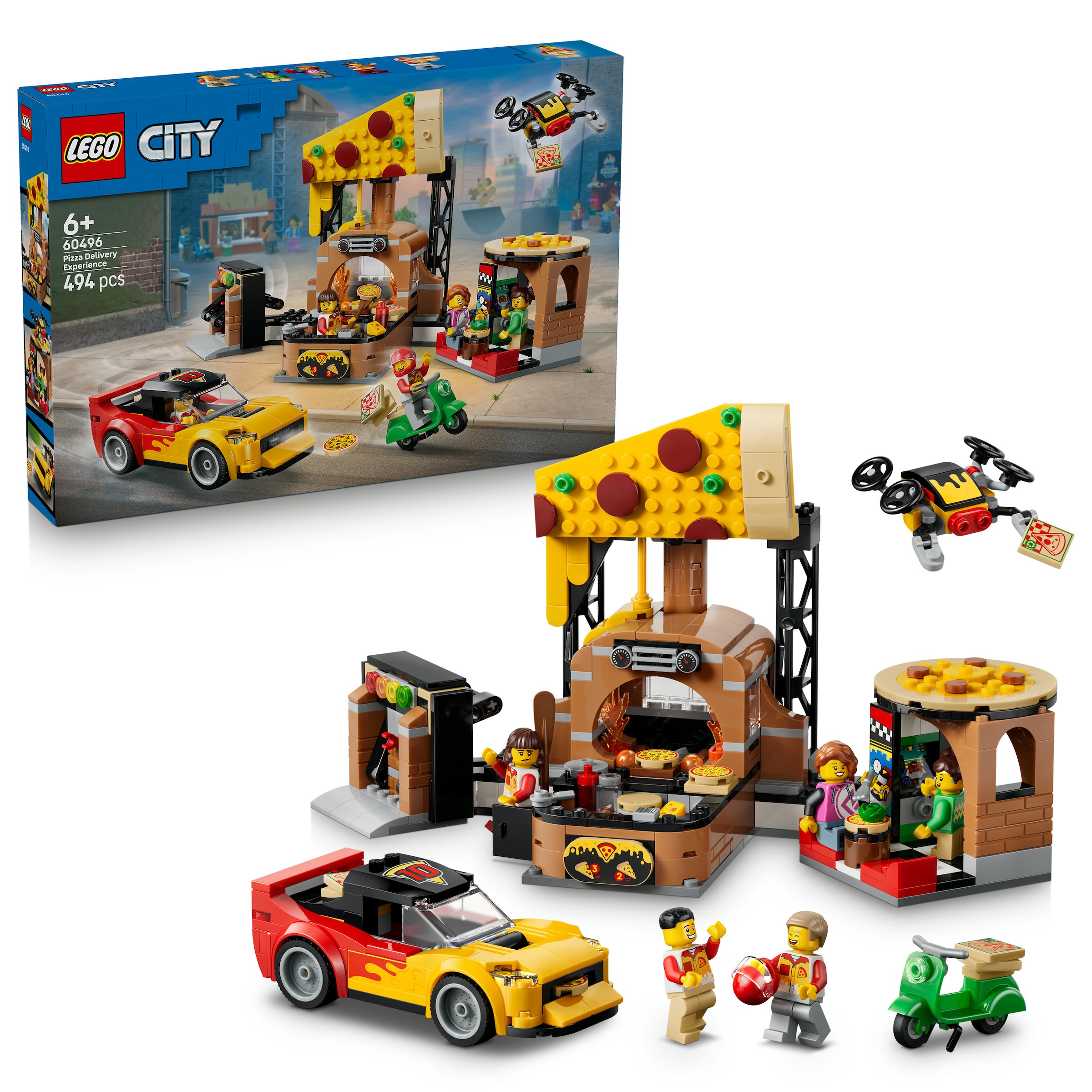 LEGO® Konstruktionsspielsteine »Pizza-Liefererlebnis mit Fahrzeugen (60496), LEGO City« Made in Europe