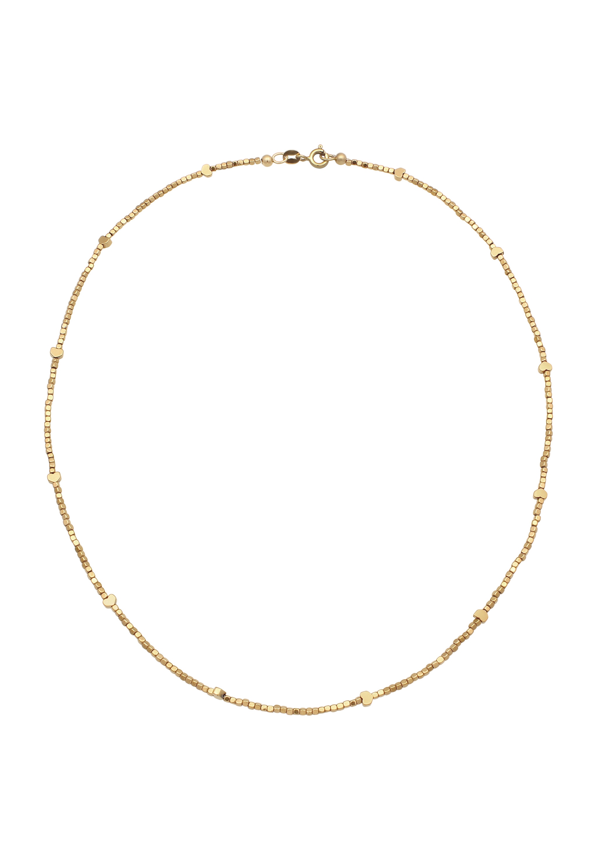 Elli Kette ohne Anhänger »Halskette Herz Synthetischer Hämatit Gold 925 Sterling Silber vergoldet«