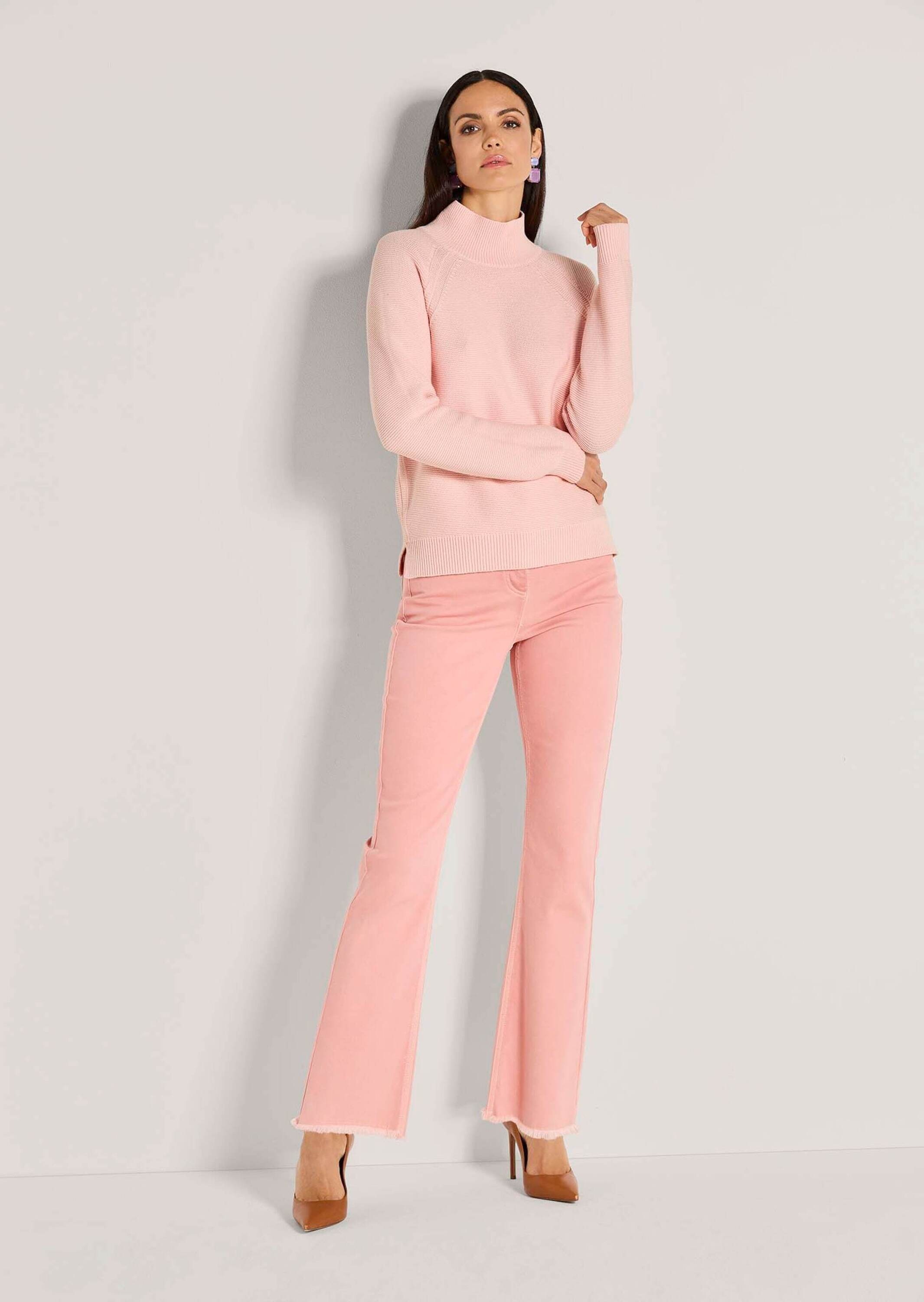 MADELEINE Longpullover »Strickpullover Zeitloser Baumwollpullover mit Stehkragen« links gestrickt