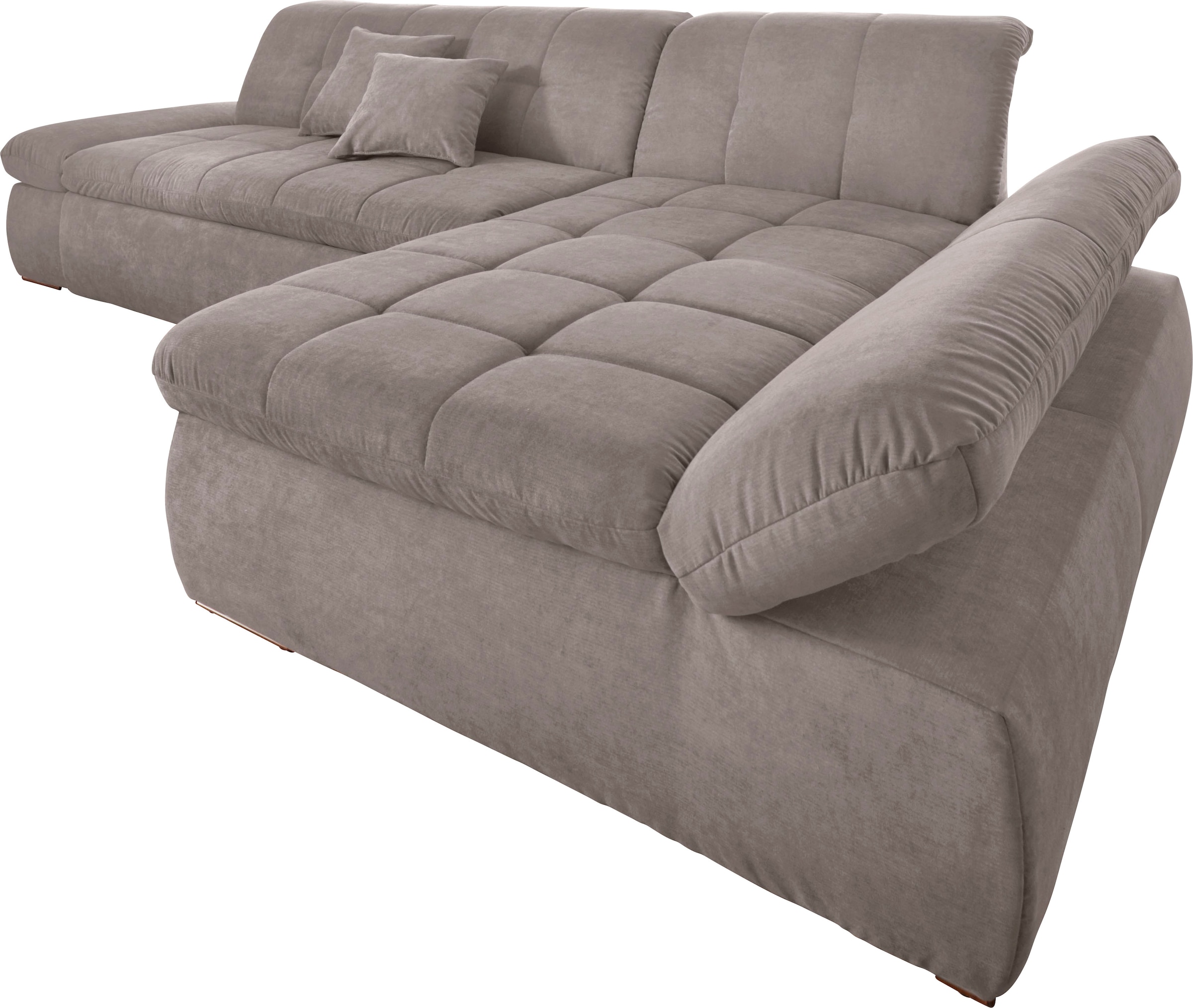 DOMO collection Ecksofa »NMoric XXL, B/T/H: 300/172/80cm, Revamierenabschluss L-Form«, wahlweise mit Bettfunktion und Armlehnverstel,lung