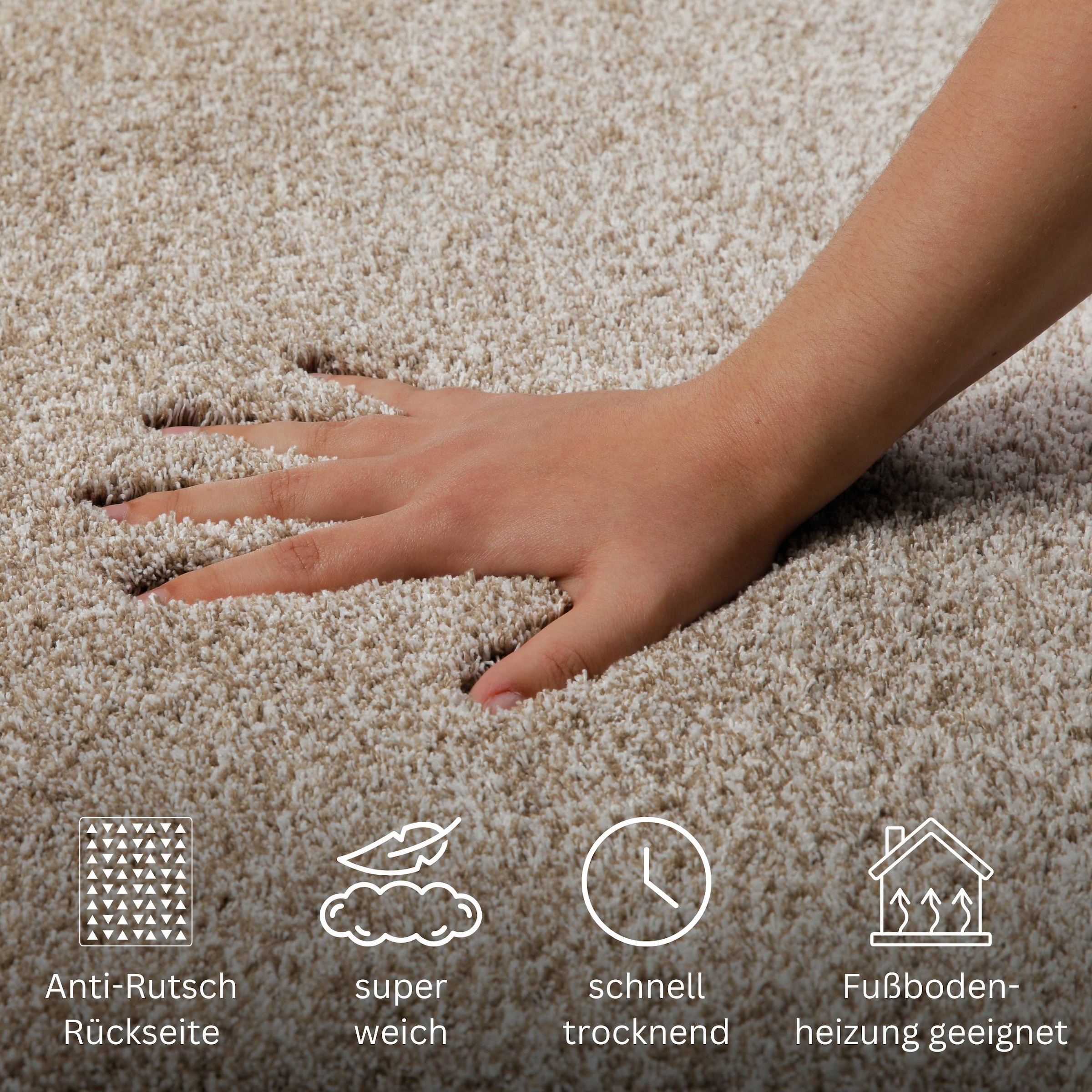 OTTO home Badematte »Utta«, rutschhemmend beschichtet, schnell trocknend, Badteppich, getuftet, mit modernem Farbverlauf, flauschig, hochflor