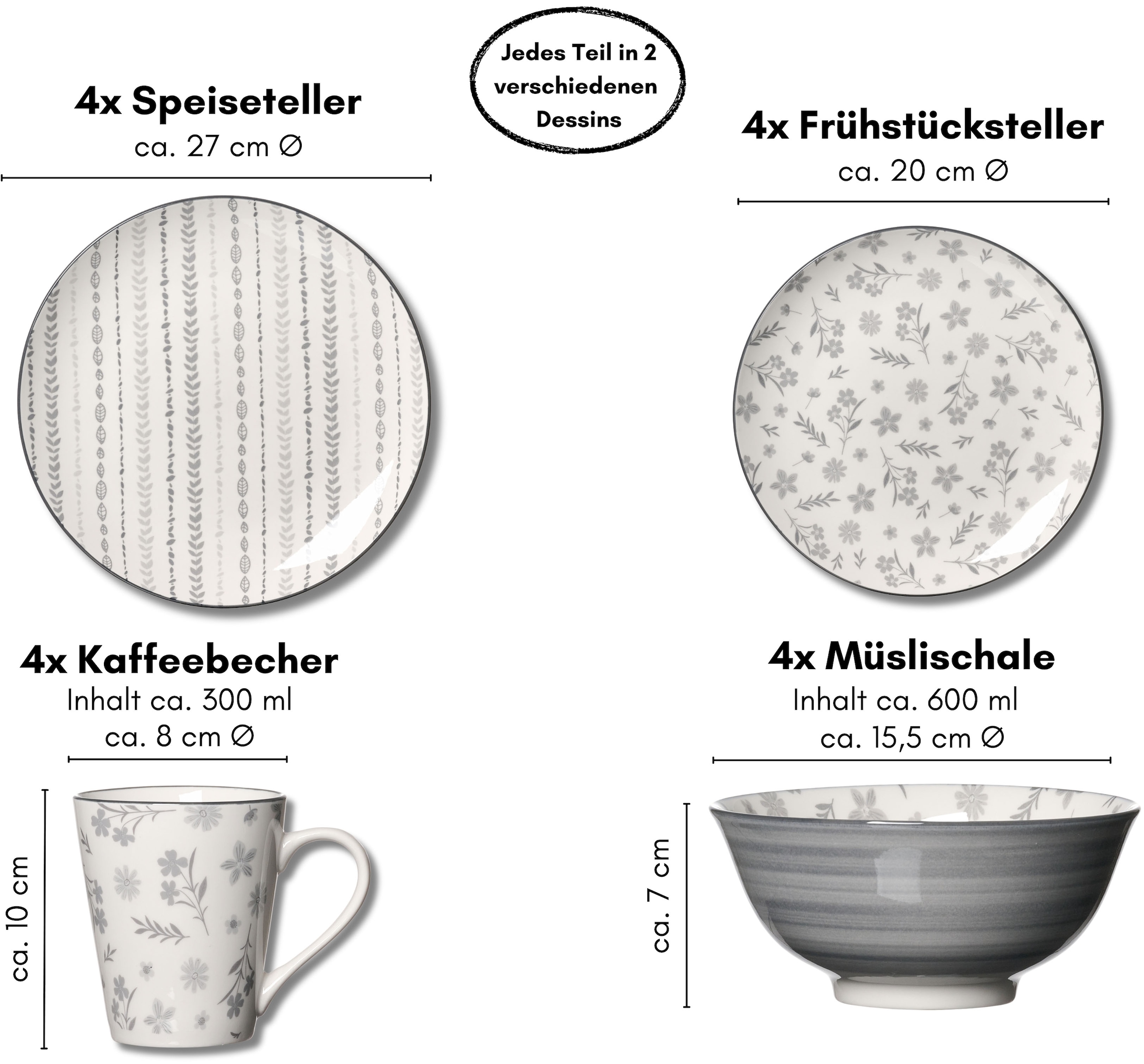 Ritzenhoff & Breker Kombiservice »Sendai«, (Set, 16 tlg.), florale, graphische Muster