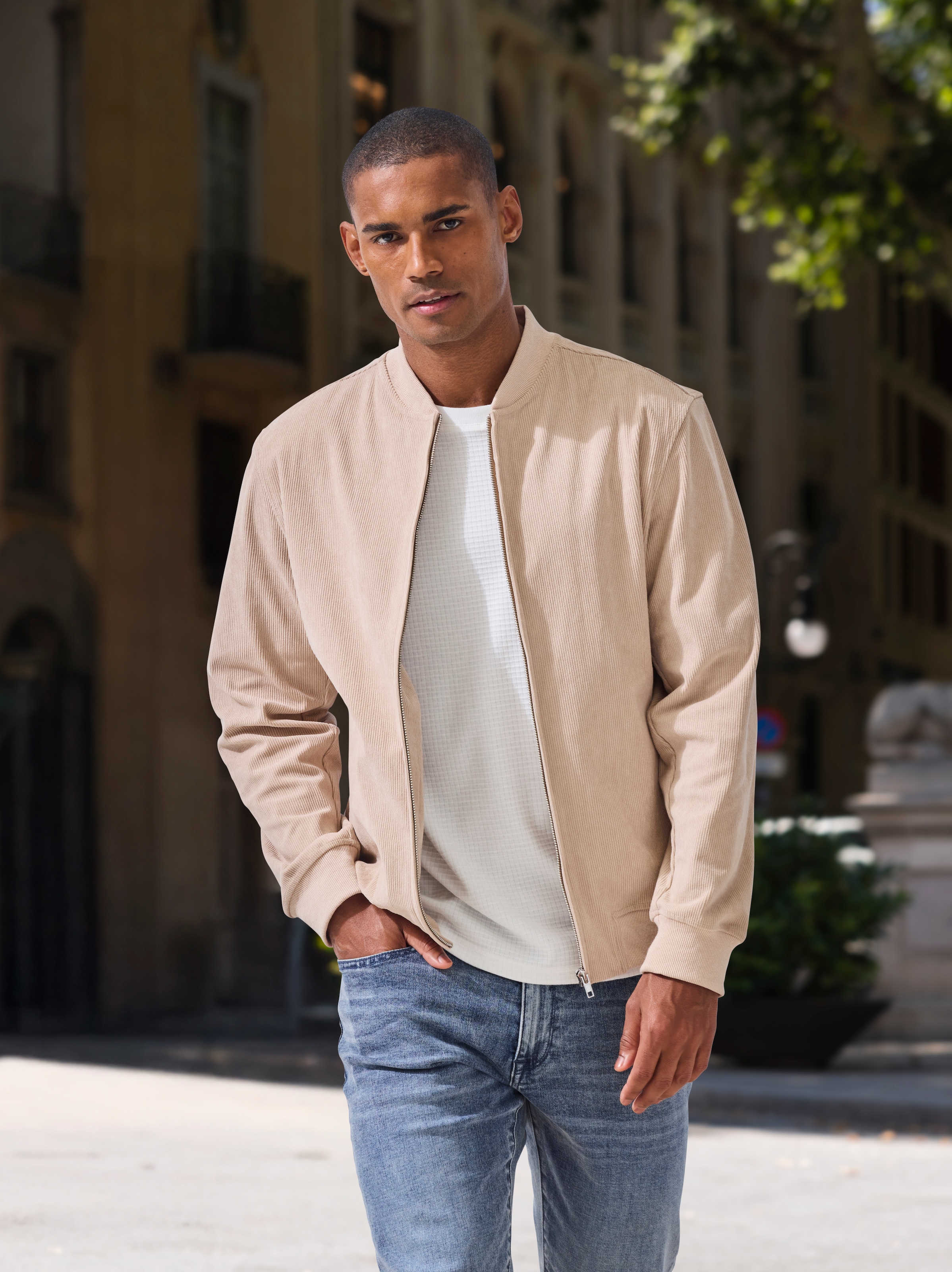 H.I.S Cordjacke »- Blouson mit Reißverschluss« , Pilotenjacke / Übergangsjacke aus Cord, regular fit