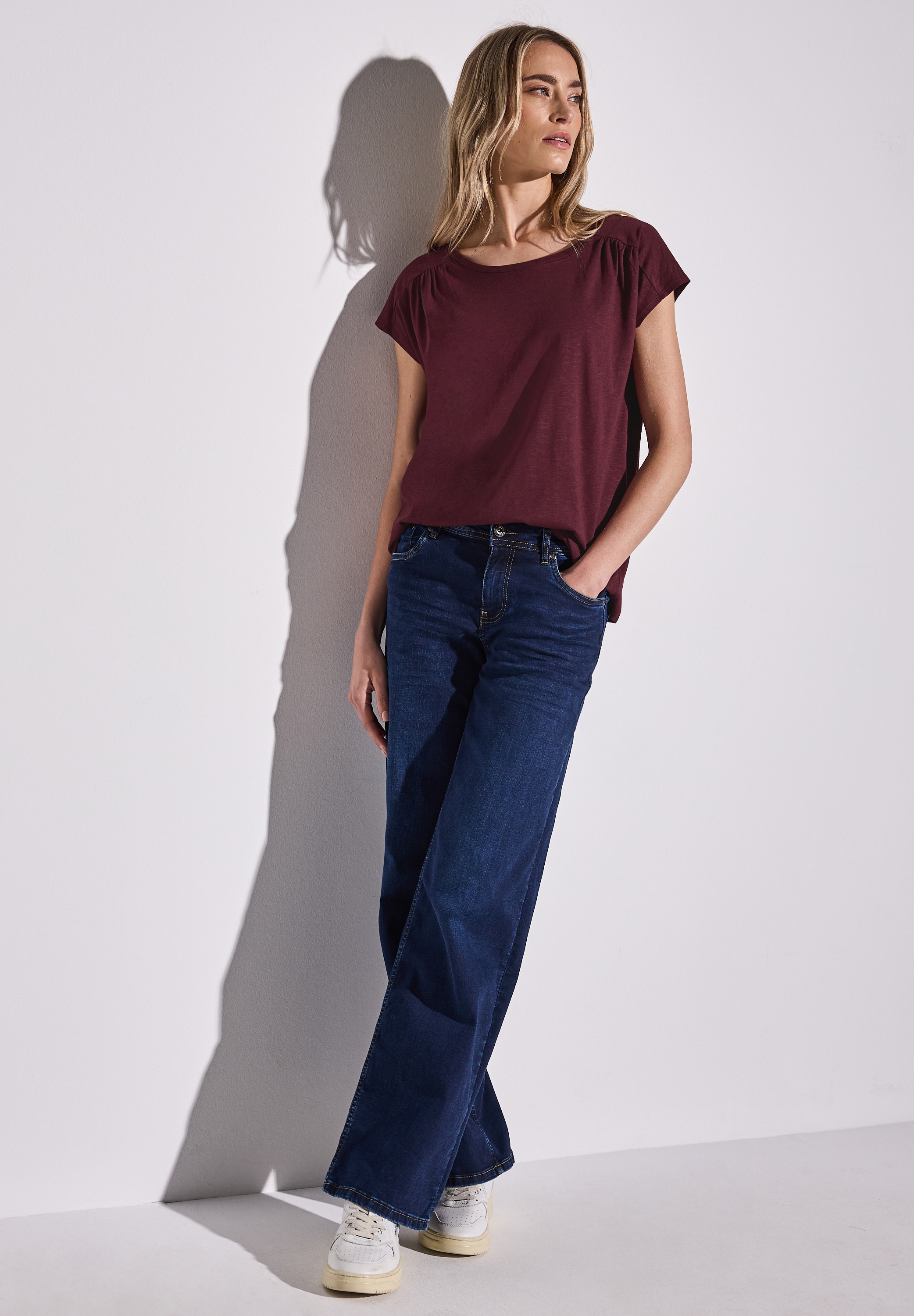 STREET ONE Shirttop, mit Raffung an der Schulter
