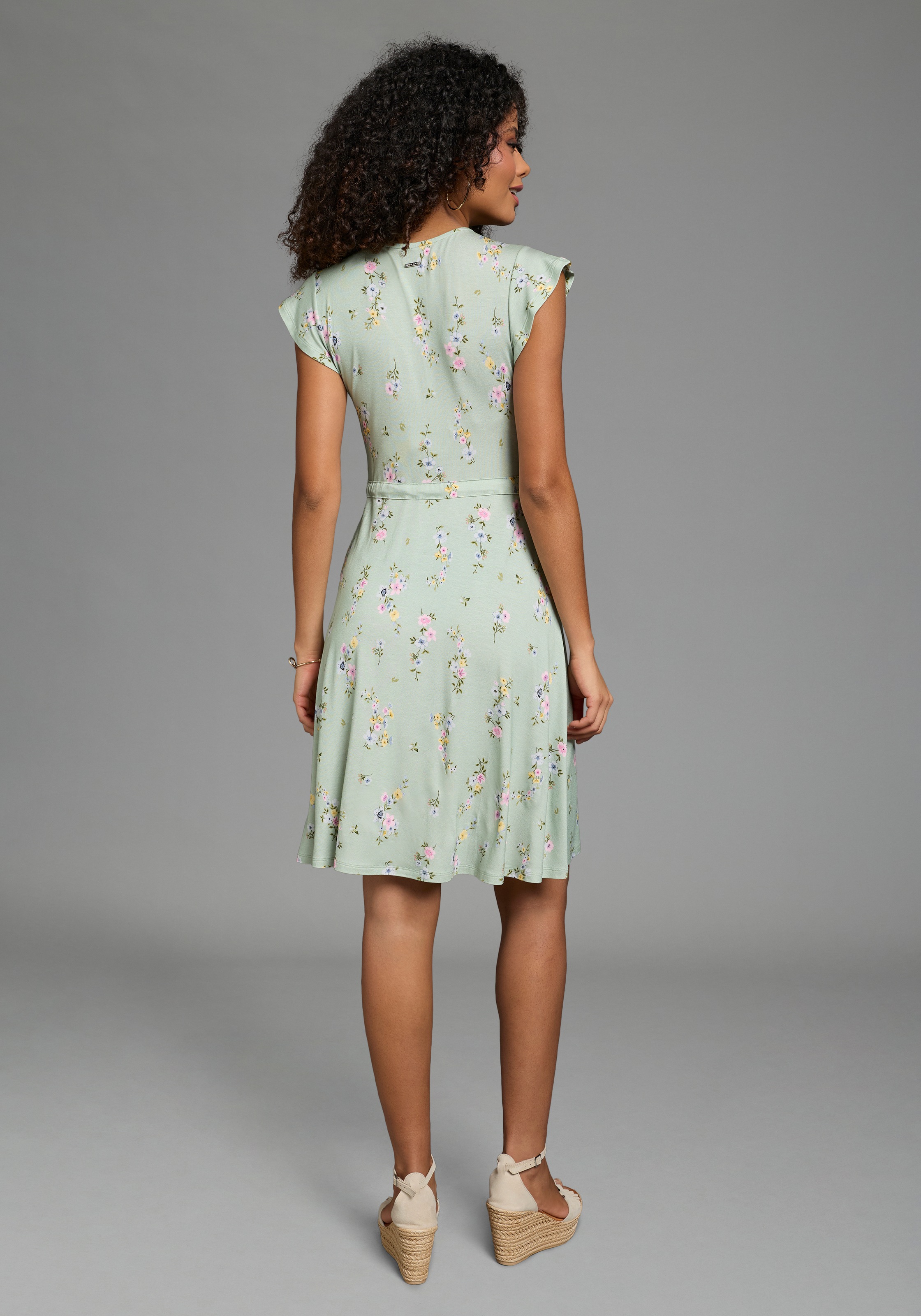 Laura Scott Sommerkleid mit femininen Blumen, aus Viskose und Elasthan, geblümte Optik