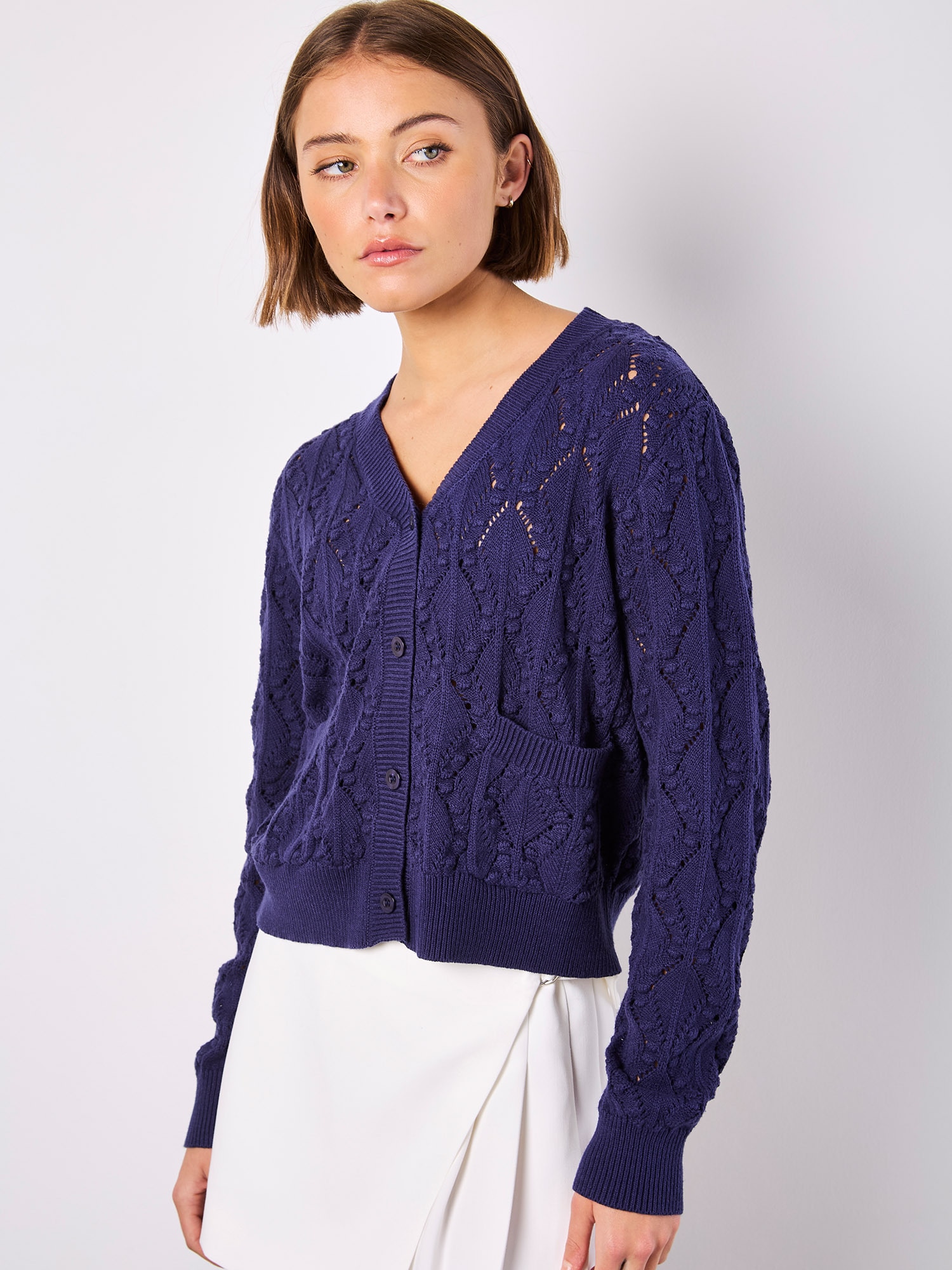 Apricot Strickcape »Pointelle-Strickjacke« in Lochstrick