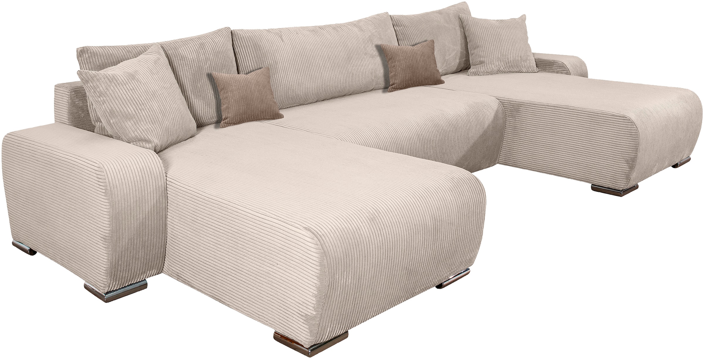 COLLECTION AB Wohnlandschaft »Paola U-Form«, mit Schlaffunktion, Stauraum, Zierkissen und Bonnellfederkern, Cord