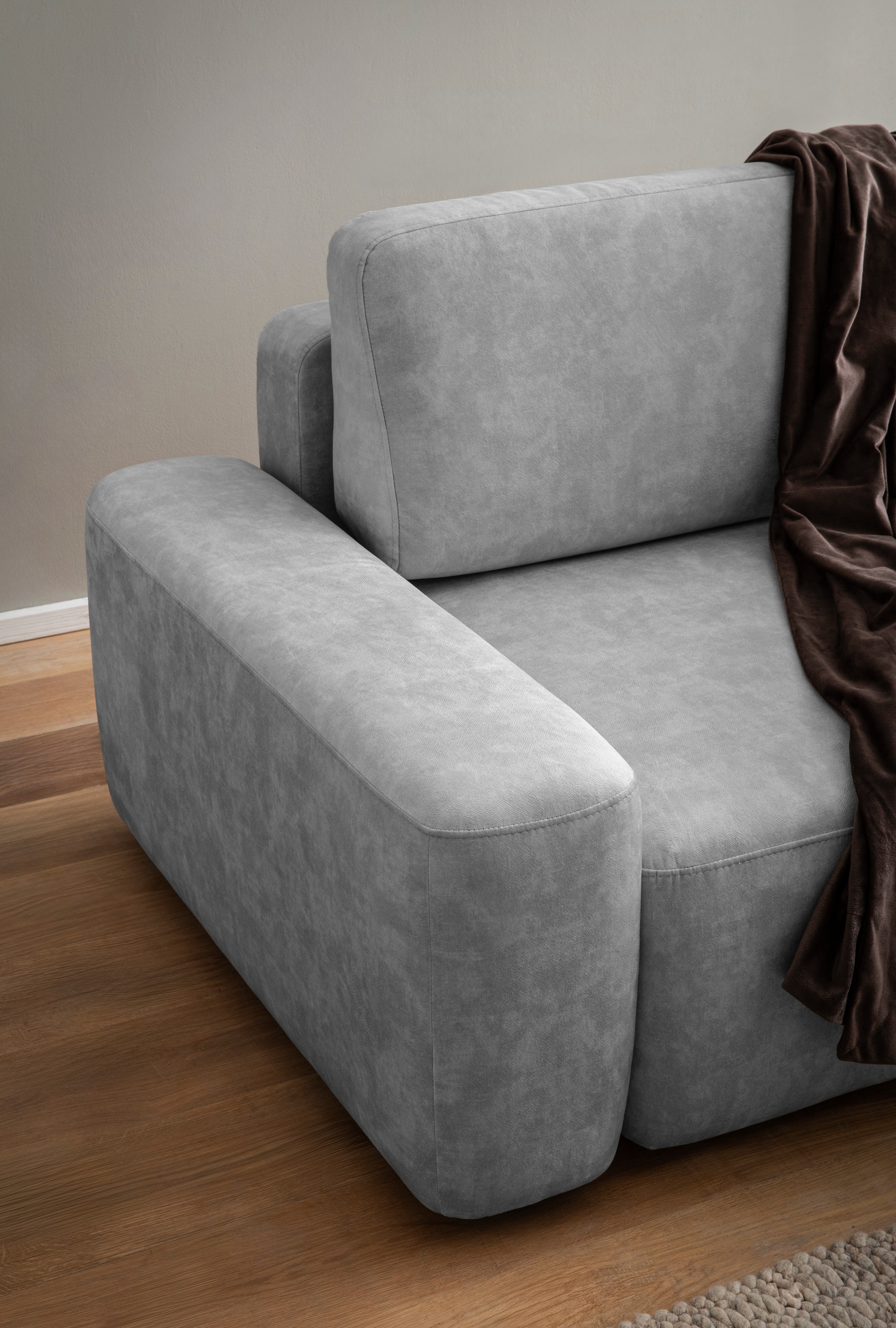 INOSIGN Ecksofa »TORGE (264cm), Schlafsofa in Cord, Samtvelours o Struktur fein, L-Form«, Schlaffunktion, Bettkasten, Liegefläche: 125/210 cm