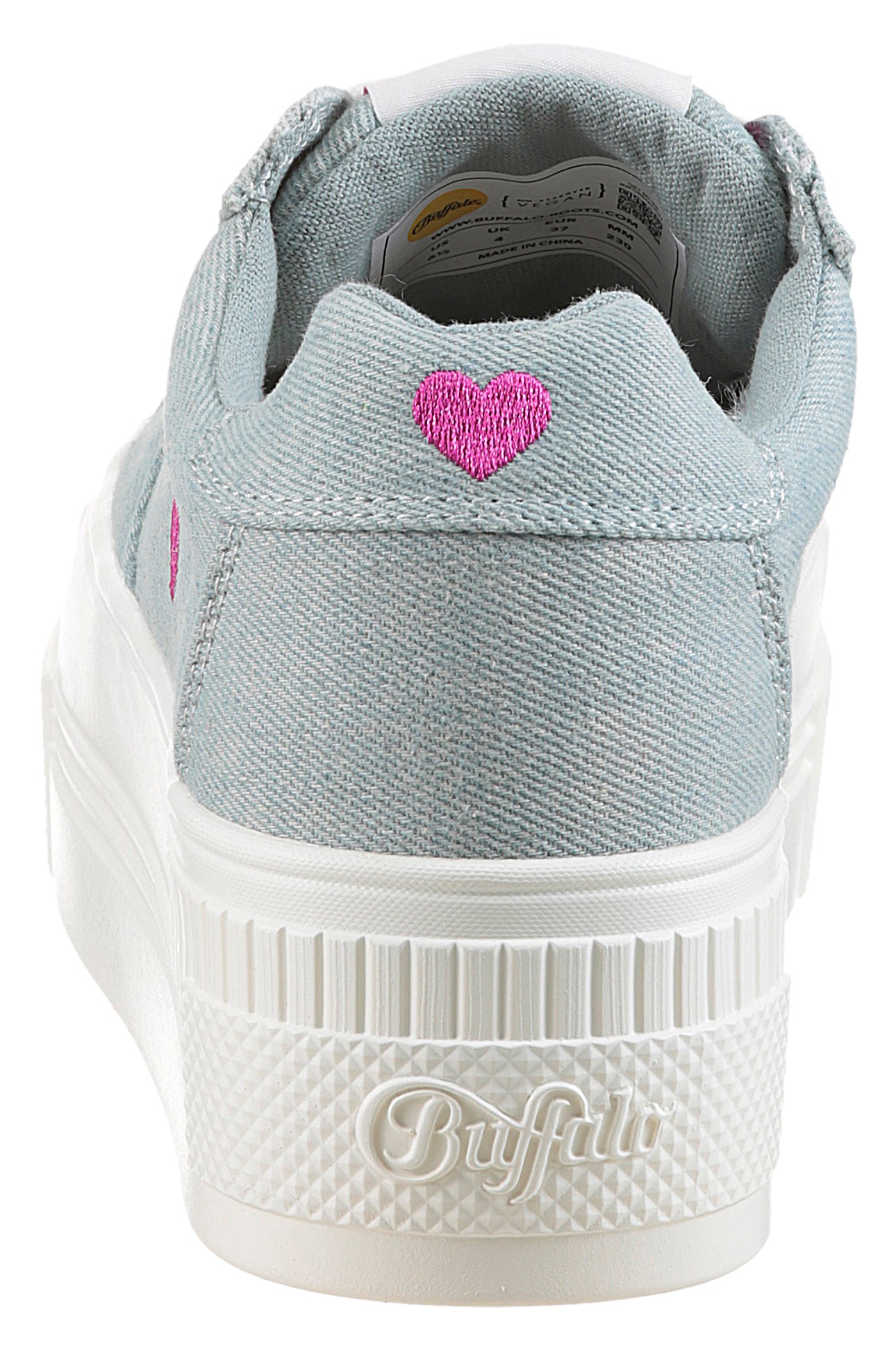 Buffalo Plateausneaker »PAIRED HEART«, Schnürschuh, Halbschuh, Freizeitschuh mit Herz-Stickerei