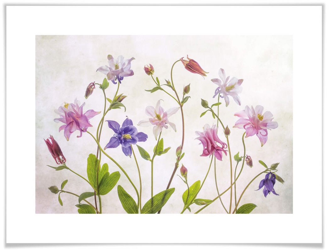 Wall-Art Poster »Bouquet blühende Blumen«, Schriftzug, (1 St.), Poster ohne Bilderrahmen