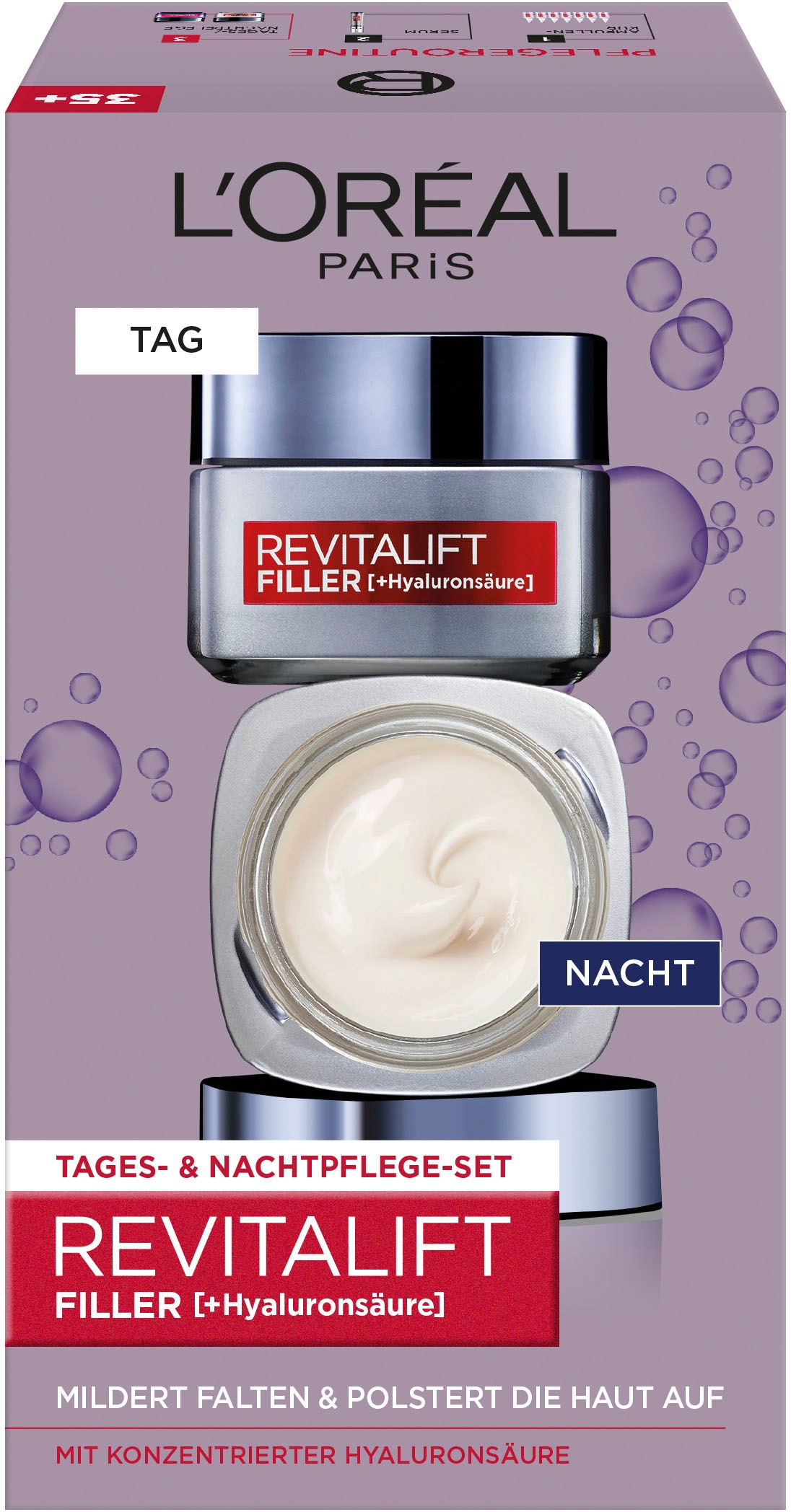 L'ORÉAL PARIS Gesichtspflege-Set »RevitaLift Filler HA Tag und Nacht«, (2 tlg.), enthält Hyaluronsäure