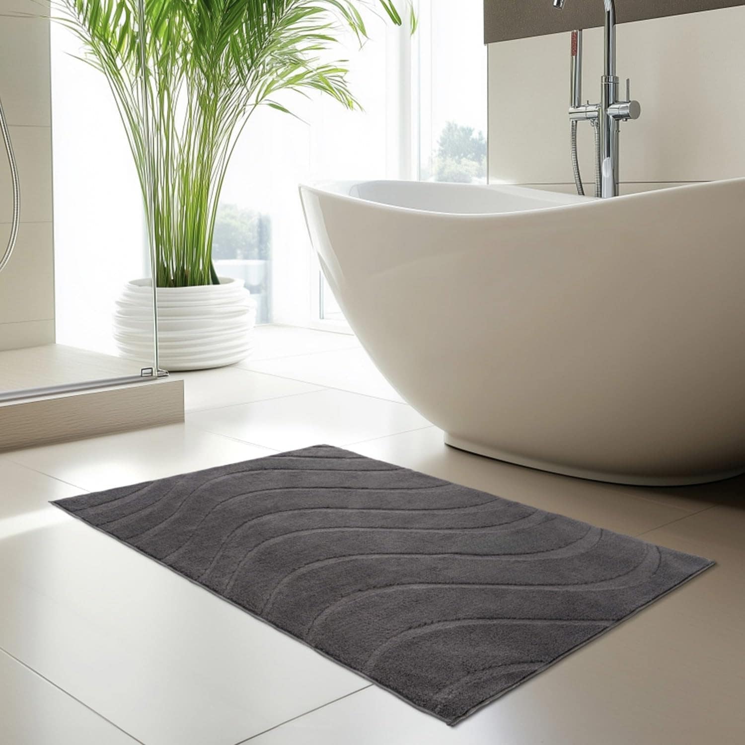 Carpet City Badematte »BAT400,  Badteppich uni« Höhe 11 mm rutschhemmend beschichtet fußbodenheizungsgeeignet Teppich Badezimmer, Badvorleger, Anti-Rutsch, Waschbar, Duschmatte