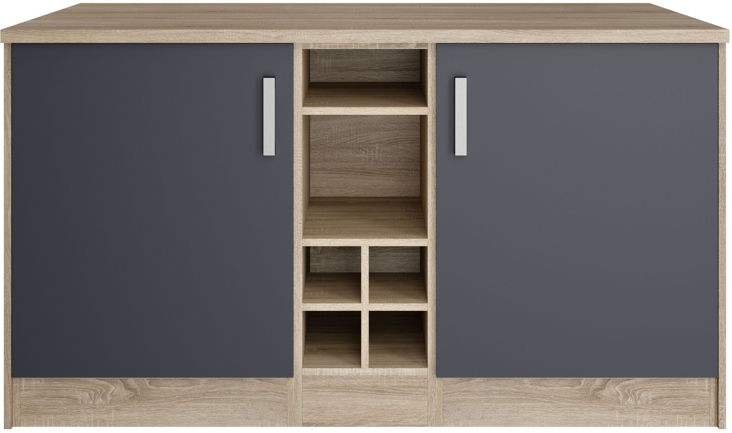 KOCHSTATION Kücheninsel »KS-Toronto«, Breite 153 cm, MDF-Fronten, Flaschenregal