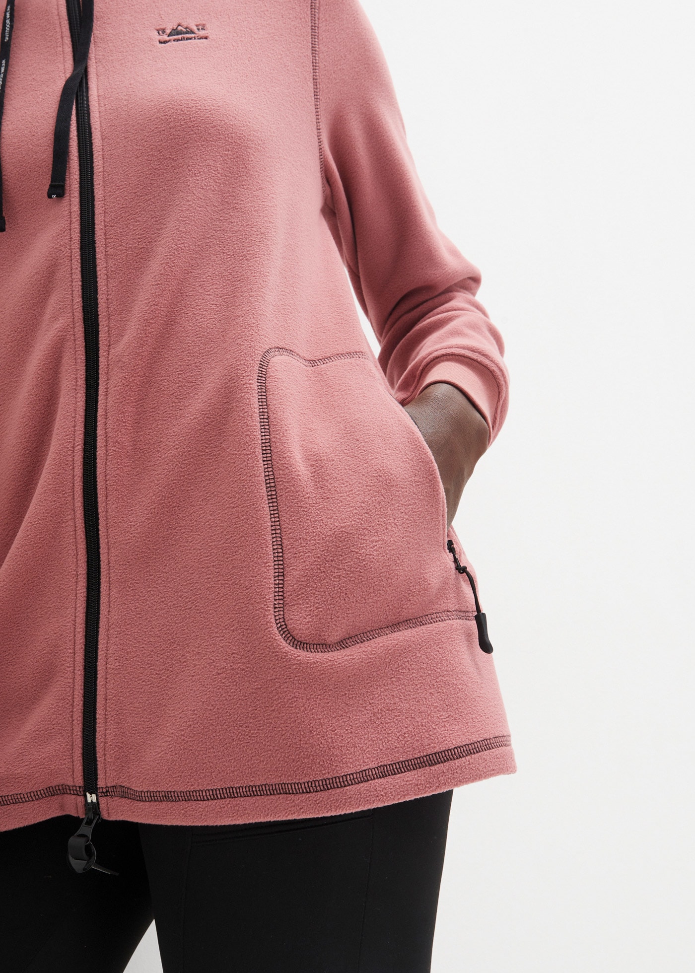 bonprix Fleecejacke mit Kapuze A-Linien-Schnitt, Langarm-Design, aus 100% Polyester, Regular Fit