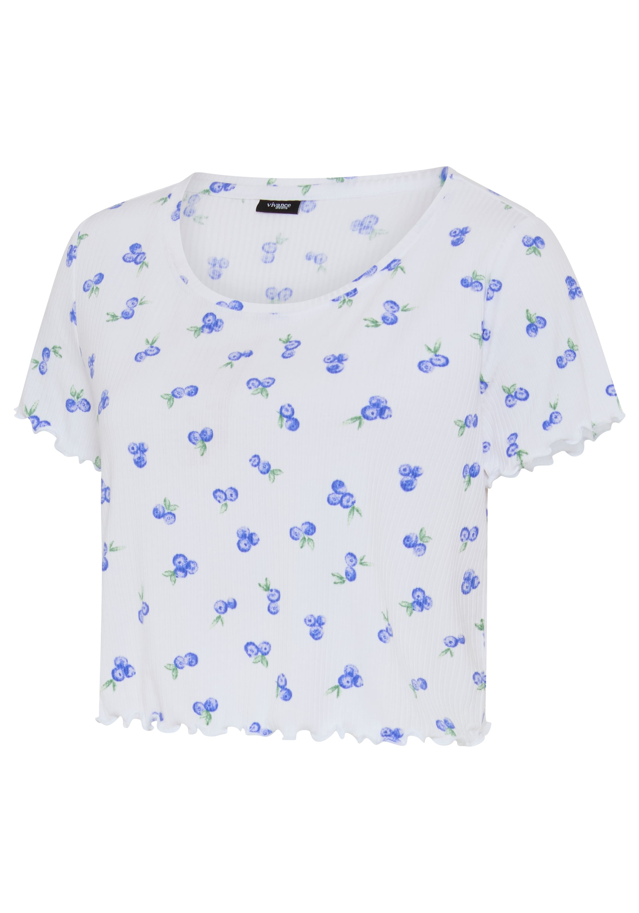 Vivance Dreams Pyjama mit Blaubeerdruck und Kräuselsaum
