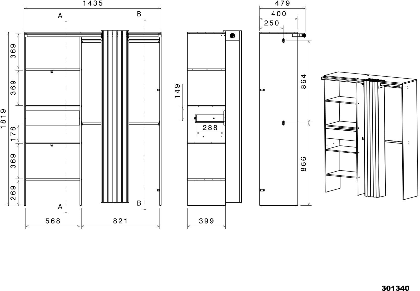 Parisot Jugendzimmer-Set »Charly 23« Set, 3 tlg. Seitliches Podest am Bett links oder rechts montierbar