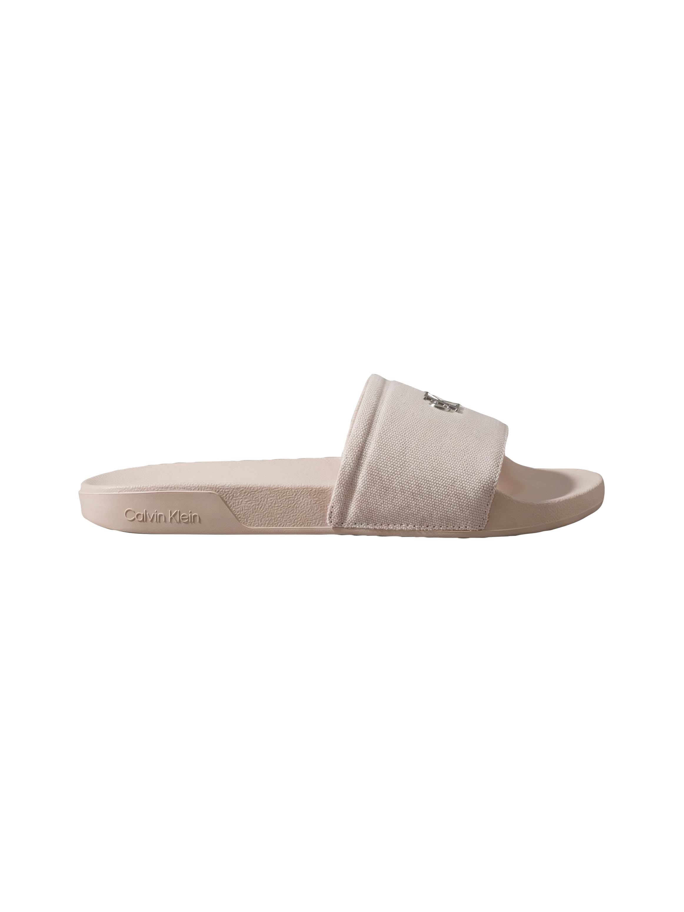 Calvin Klein Pantolette »ESS SLIDE CANVAS HDW«  Strandschuh, Badeschuh, Flat mit Logo