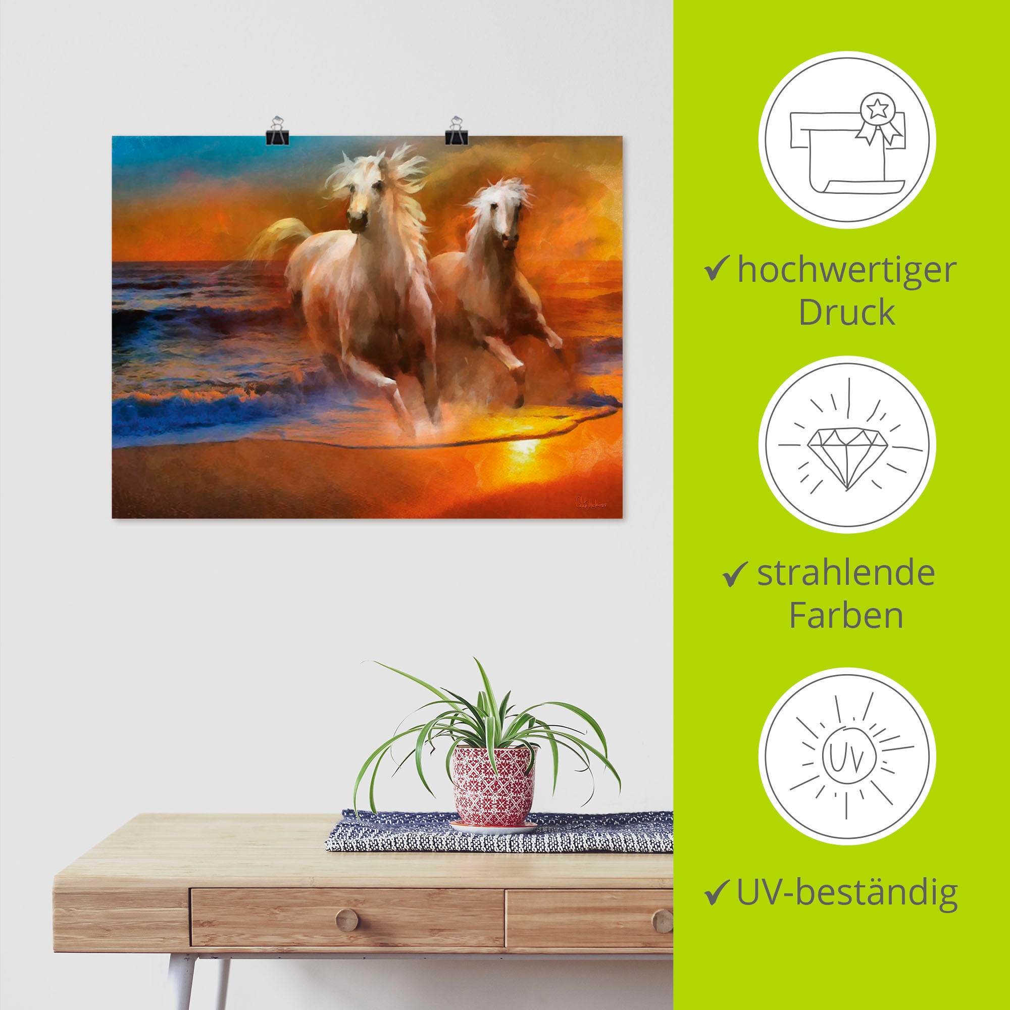 Artland Wandbild »Rennende Pferde«, Pferdebilder, (1 St.), als Alubild, Leinwandbild, Wandaufkleber oder Poster in versch. Größen