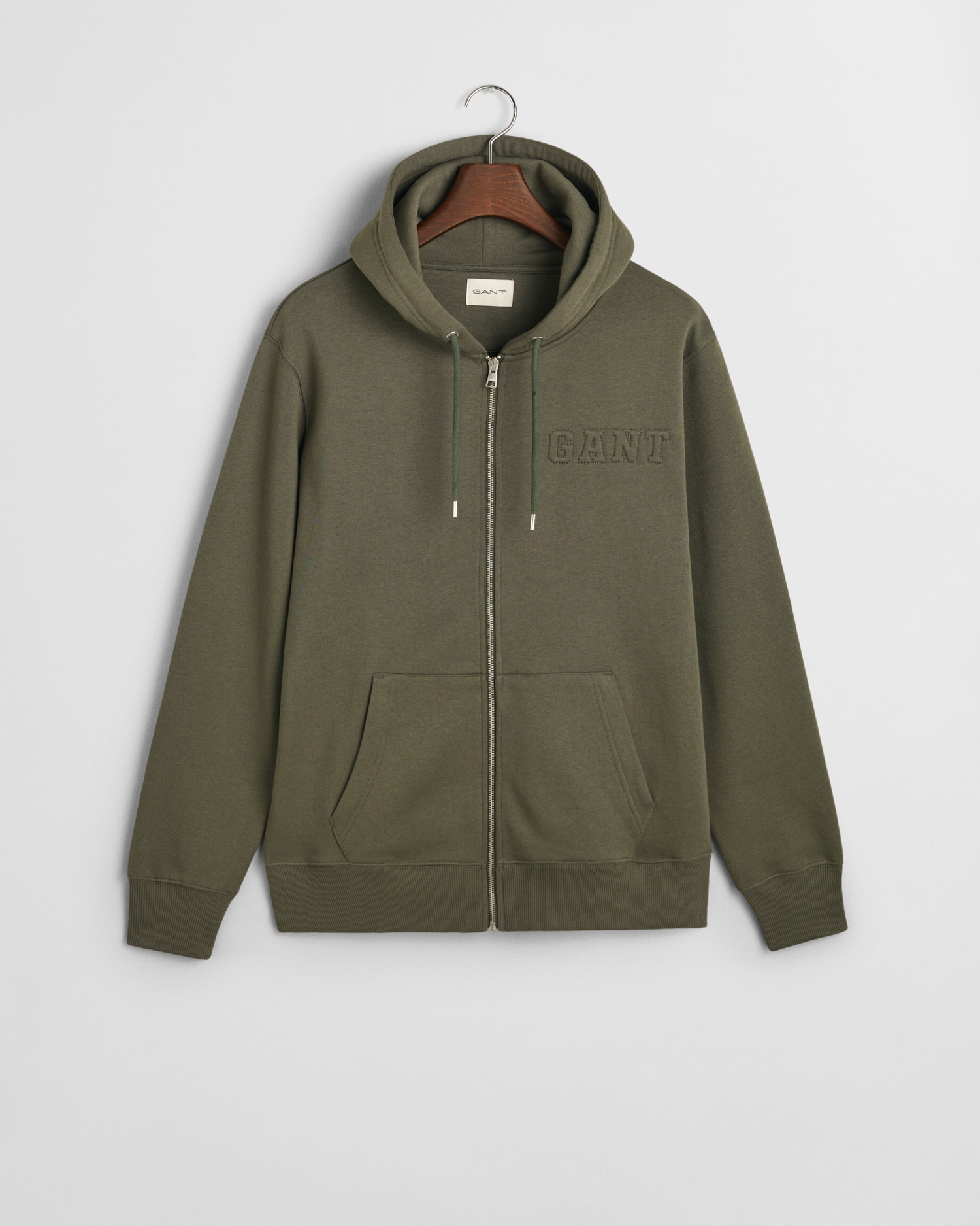 Gant Kapuzensweatjacke »EMBOSSED FULL-ZIP HOODIE«, eine erhabene GANT-Grafikprägung auf der Brust