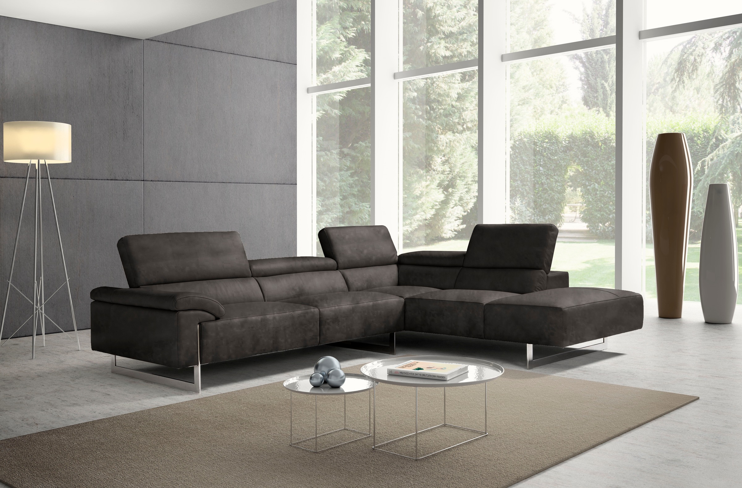 Egoitaliano Ecksofa »Malika, elegant und bequem, Designsofa, L-Form«, mit Ottomane, inkl. Kopfteilverstellung und chromfarbenen Metallfüßen