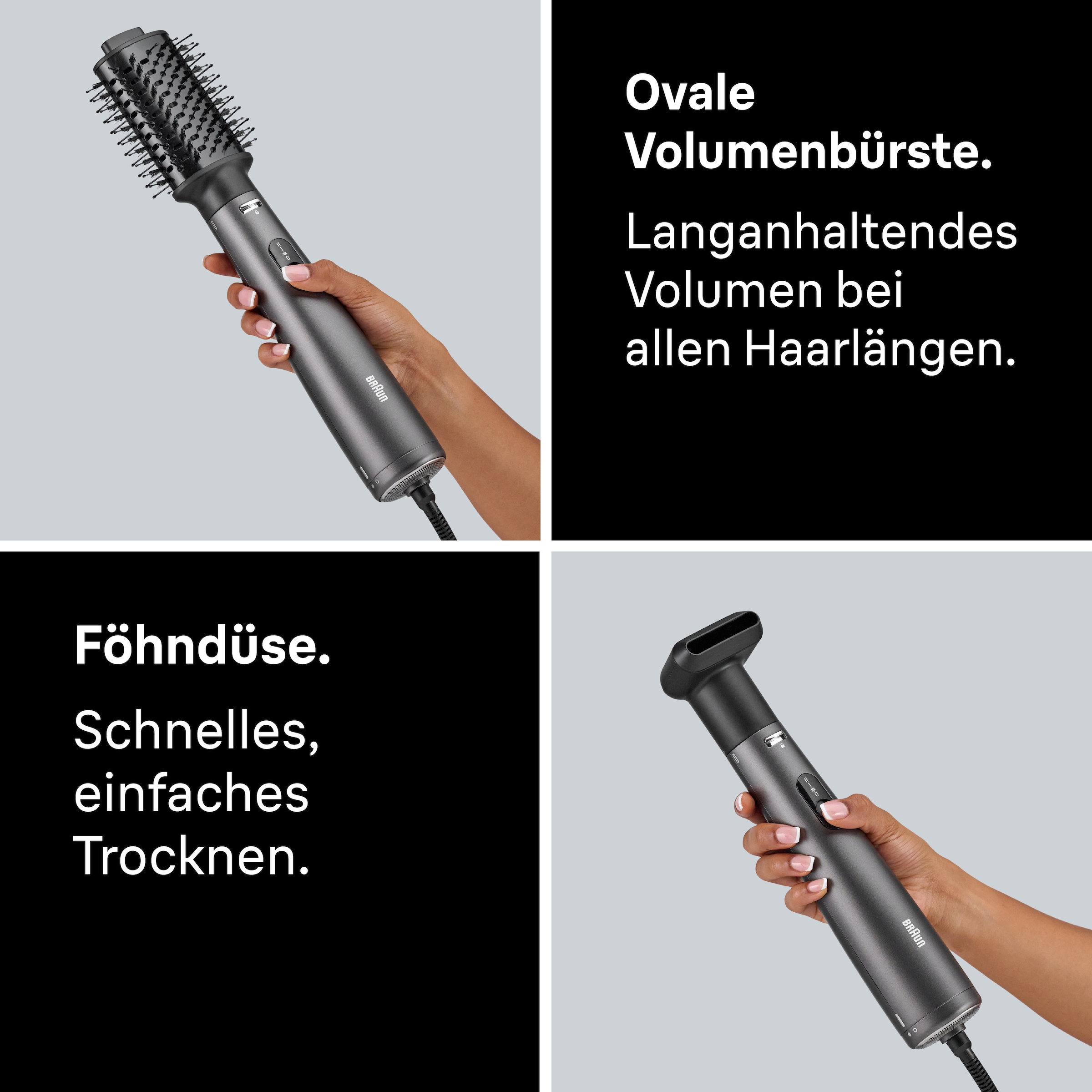 Braun Warmluftbürste »AS2.26, 2 Aufsätze, Ionen-Technologie, BRAS226E« 2 Aufsätze 800 W, IONTEC-Technologie, Trocknen und Stylen in einem, leicht