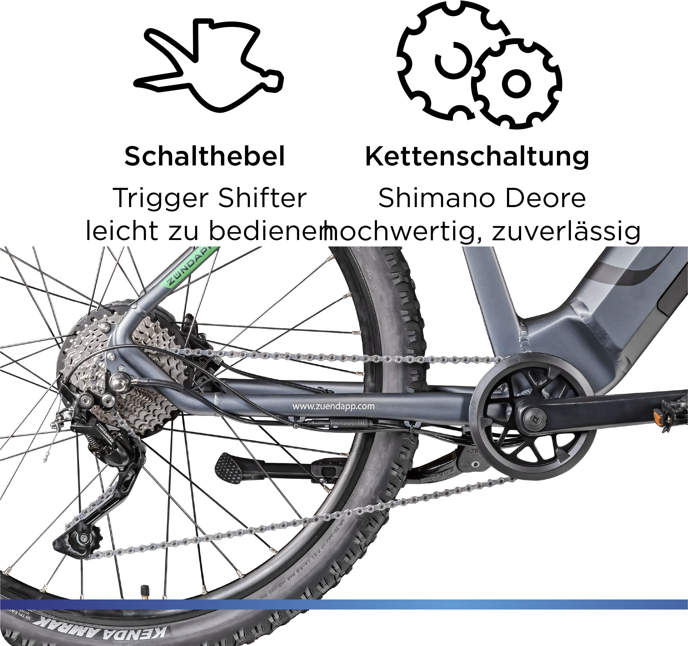 Zündapp E-Bike »Z808«, 10 Gang, Heckmotor 250 W, Pedelec, Elektrofahrrad für Damen u. Herren, MTB